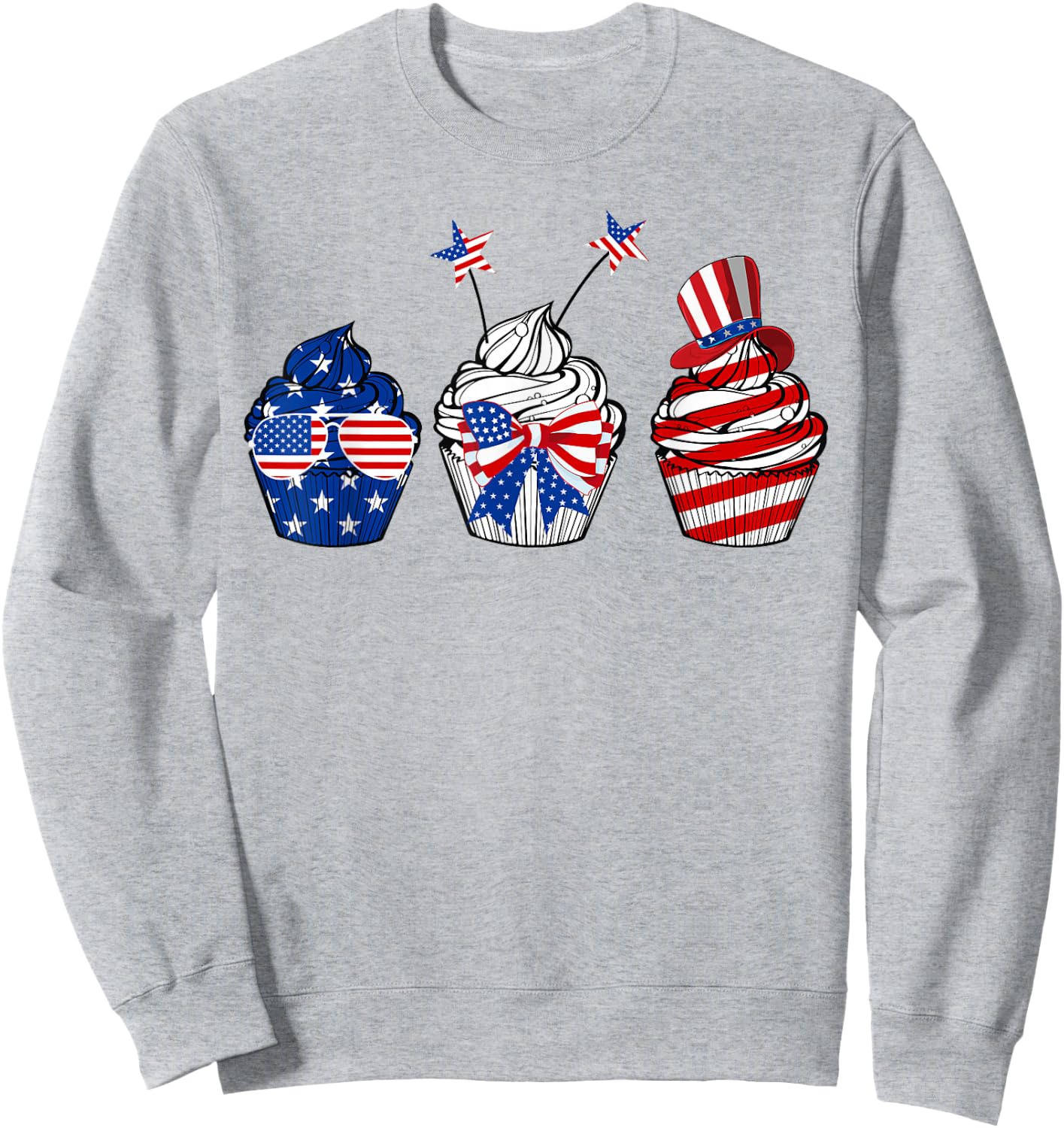 Red White Blue Cupcake Baking Lover 4th Of July Gifts Sweatshirt - Sweatshirt | Ash