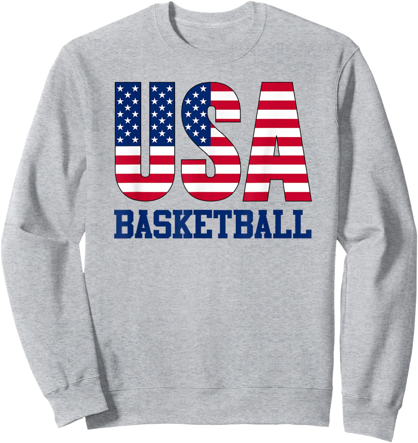 USA with American Flag Basketball Sports Sweatshirt - Sweatshirt | Ash