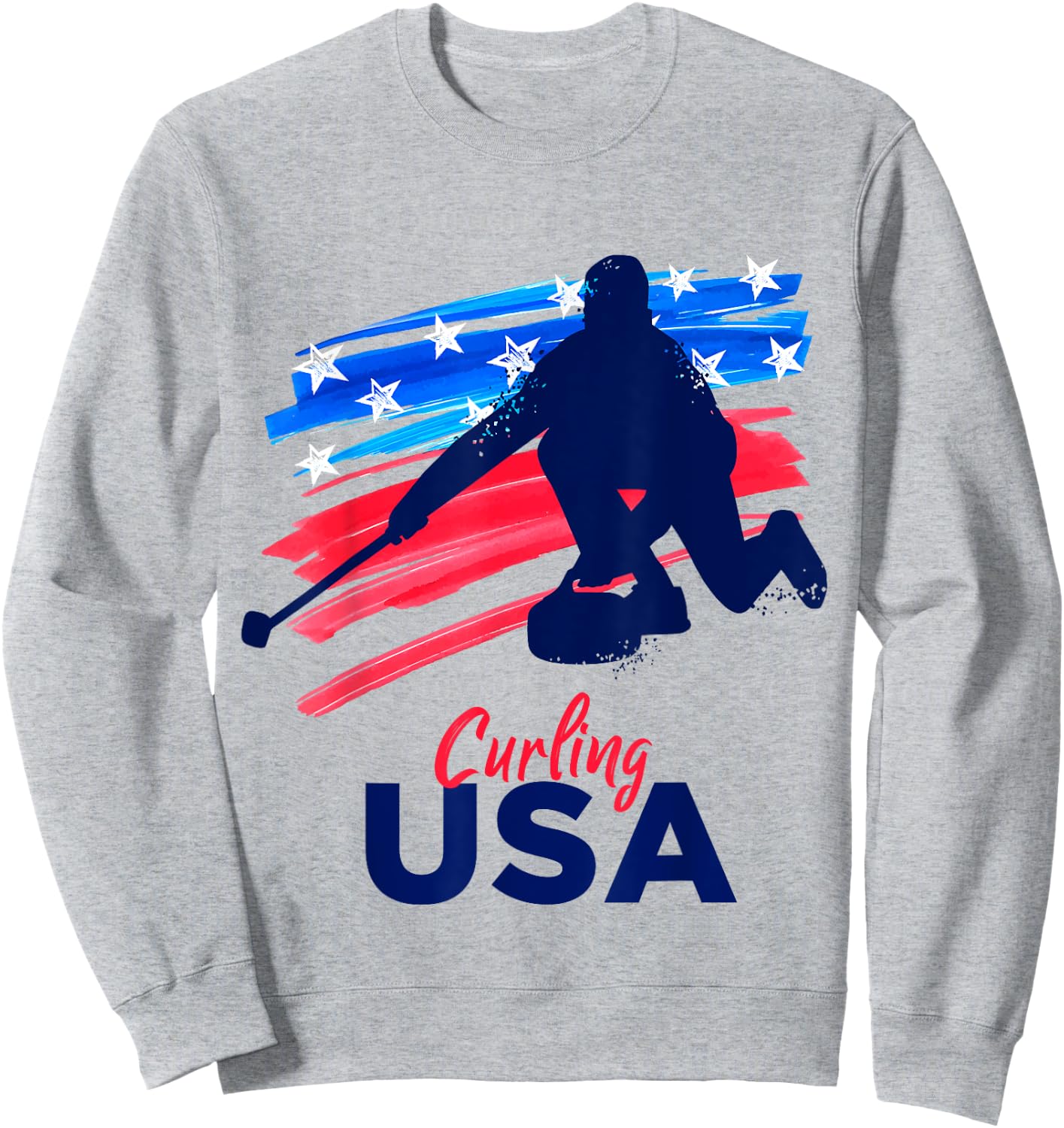 Curling USA Support the Team USA Flag Curl Clean Women Girls Kids Men Sweatshirt - Sweatshirt | Ash
