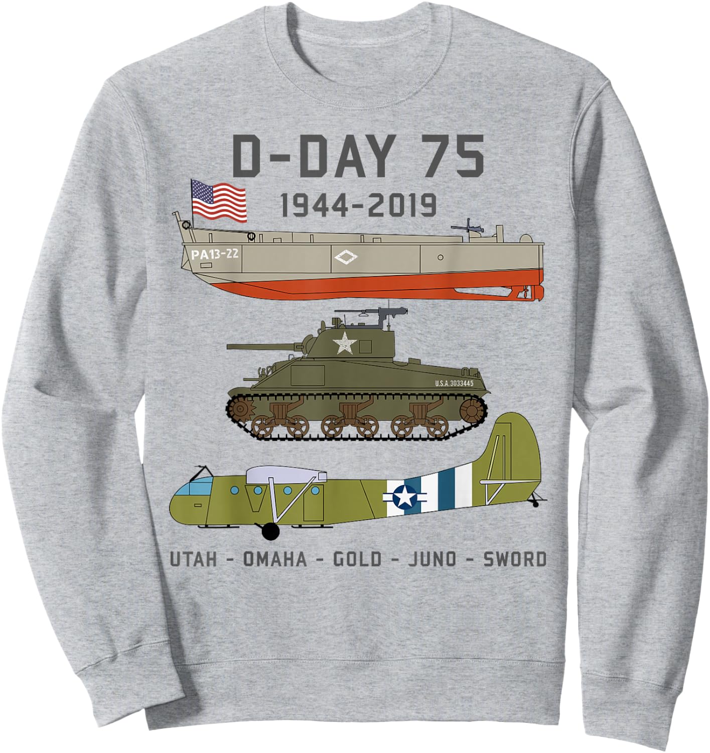 D-Day Normandy Landings WW2 75th Anniversary T Shirt Gift Sweatshirt - Sweatshirt | Ash