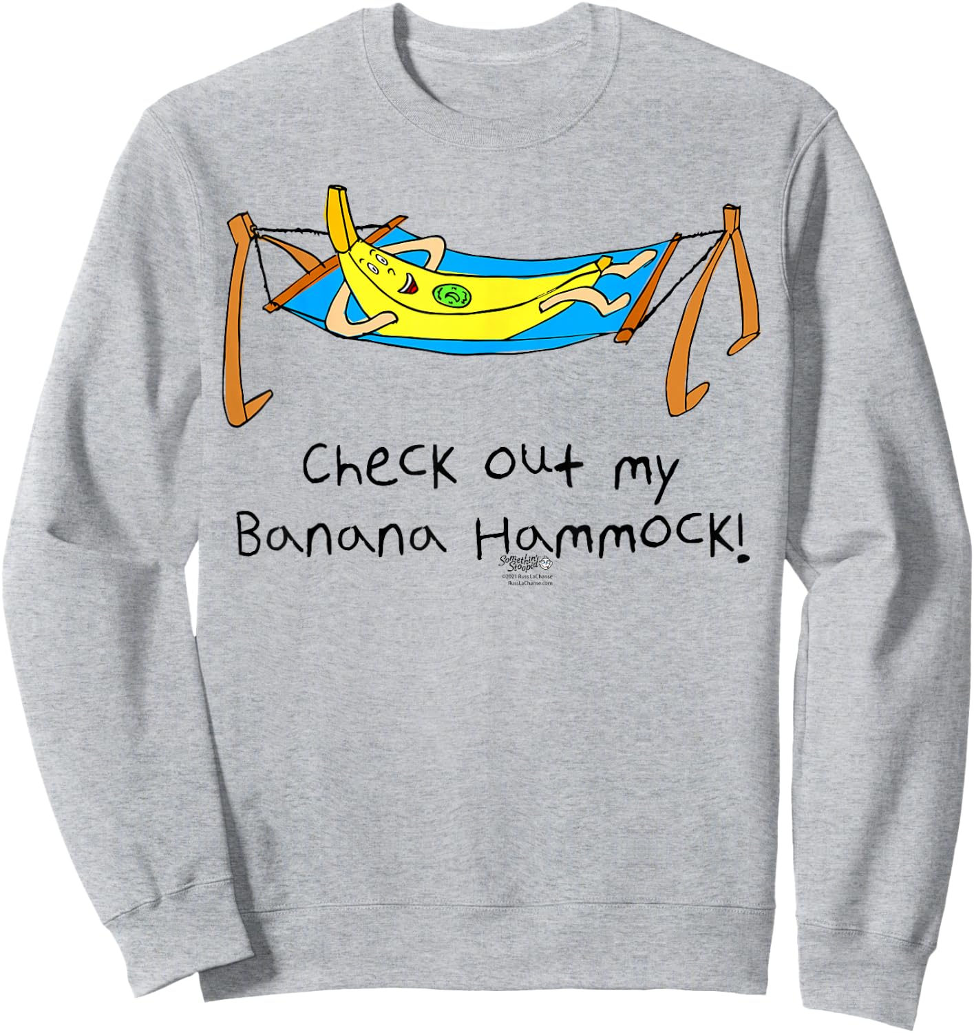 Check Out My Banana Hammock! Funny Dad Joke Word Design Sweatshirt - Sweatshirt | Ash