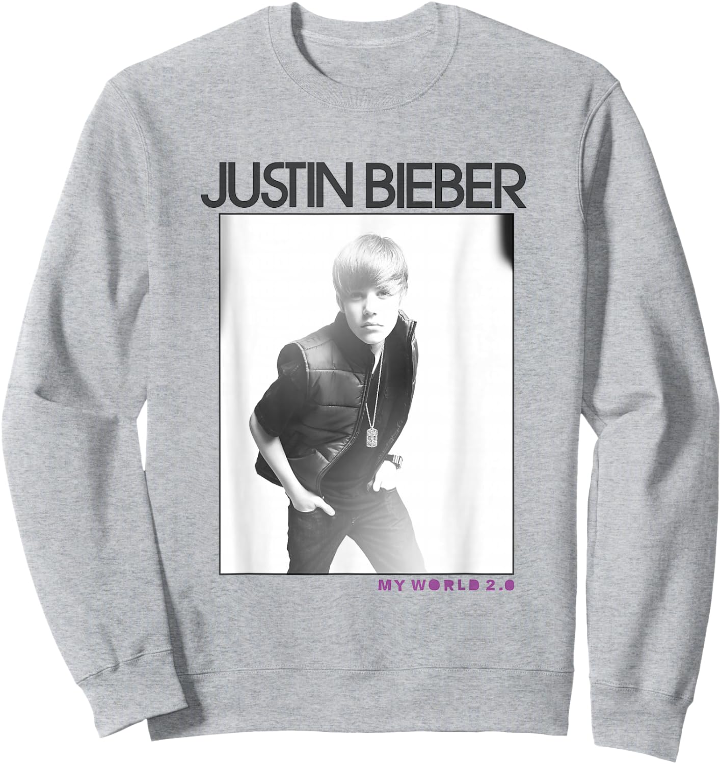 Justin Bieber Official My World 2.0 Photo Sweatshirt - Sweatshirt | Ash