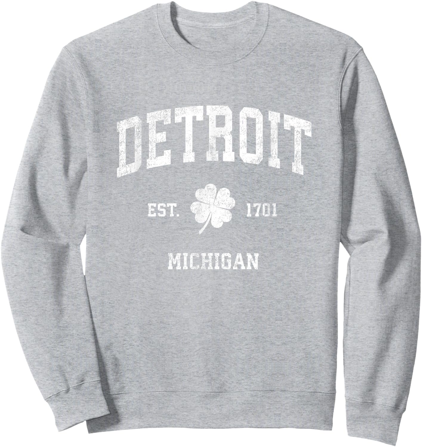 Detroit Michigan Vintage Shamrock Sports Sweatshirt - Sweatshirt | Ash