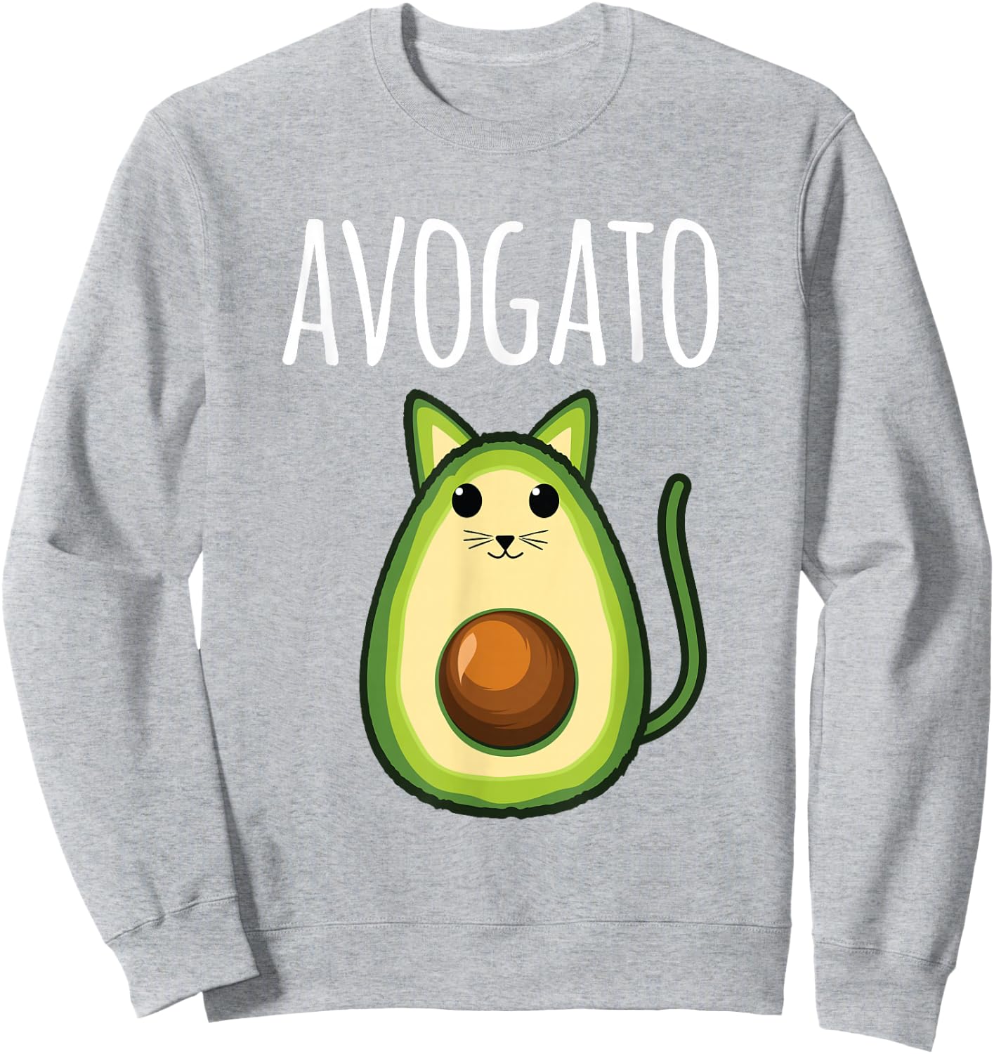 Avogato Shirt Women Girls Cute Avocado Cat Funny Sweatshirt - Sweatshirt | Ash