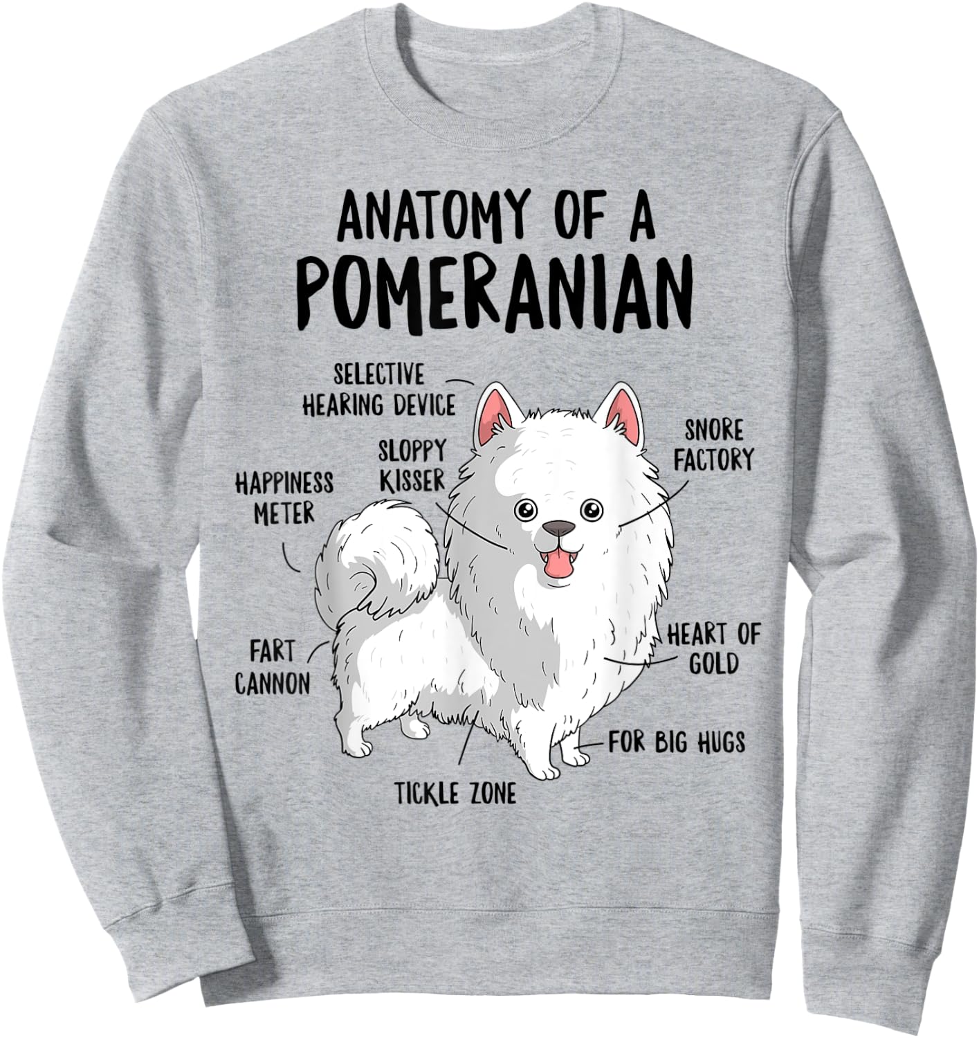 Anatomy of A Pomeranian Dog Owner Pom Puppy Funny Cute Sweatshirt - Sweatshirt | Ash