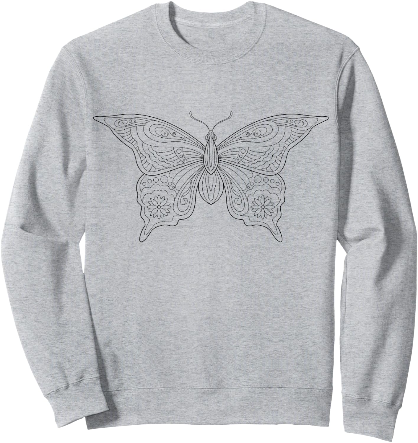 Butterfly mandala for children to paint and color in Sweatshirt - Sweatshirt | Ash