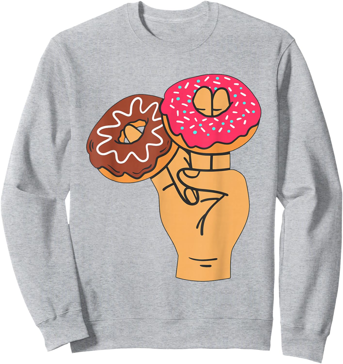 Two in The Pink One In The Stink Adult Humor Shocker Donut Sweatshirt - Sweatshirt | Ash