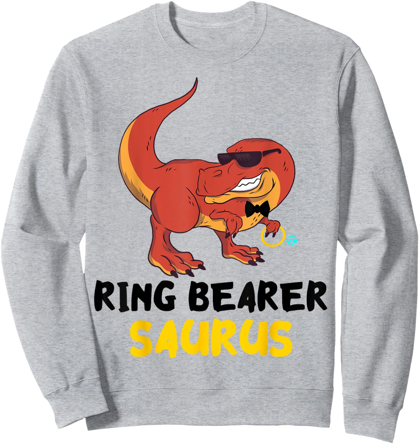 Ring Bearer T-Rex Dino Ring Dinosaur Wedding Party Security Sweatshirt - Sweatshirt | Ash