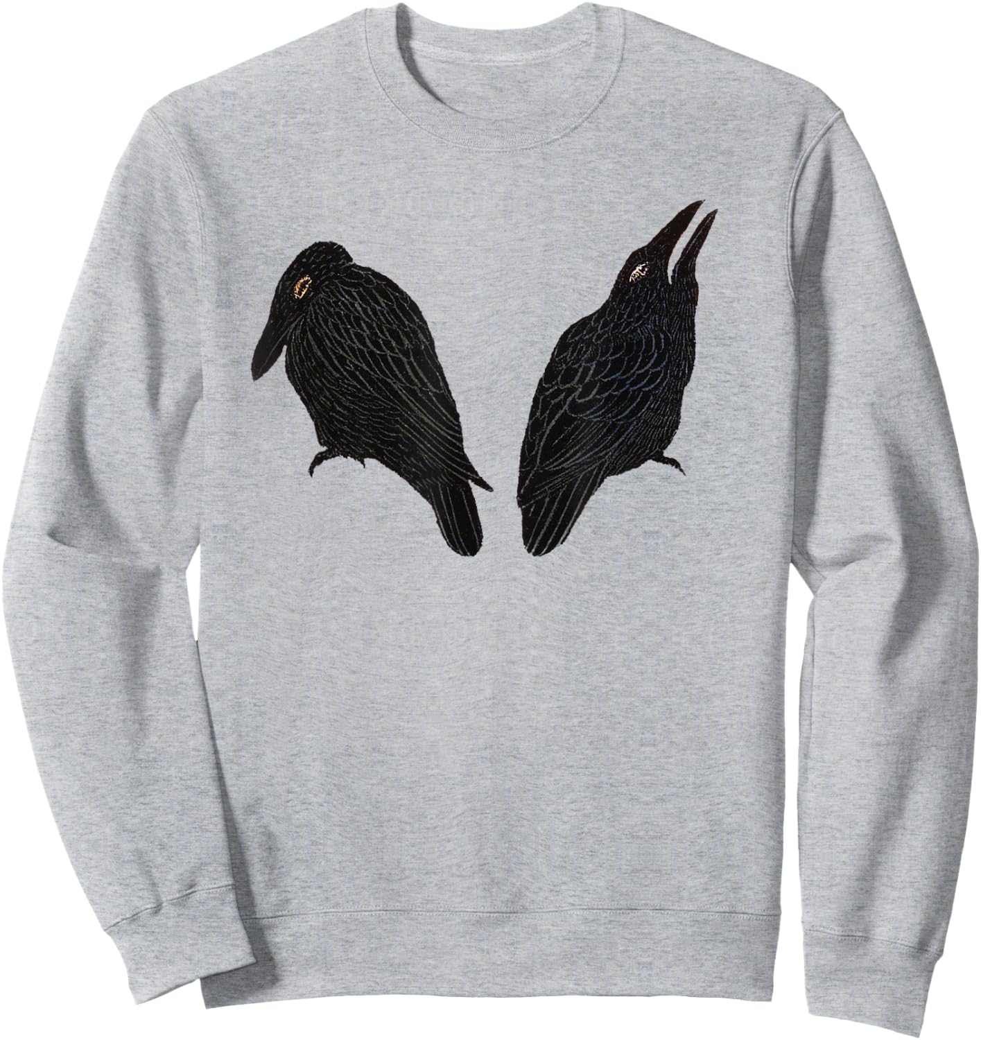 Vintage Crow & Raven Bird Illustration Sweatshirt - Sweatshirt | Ash