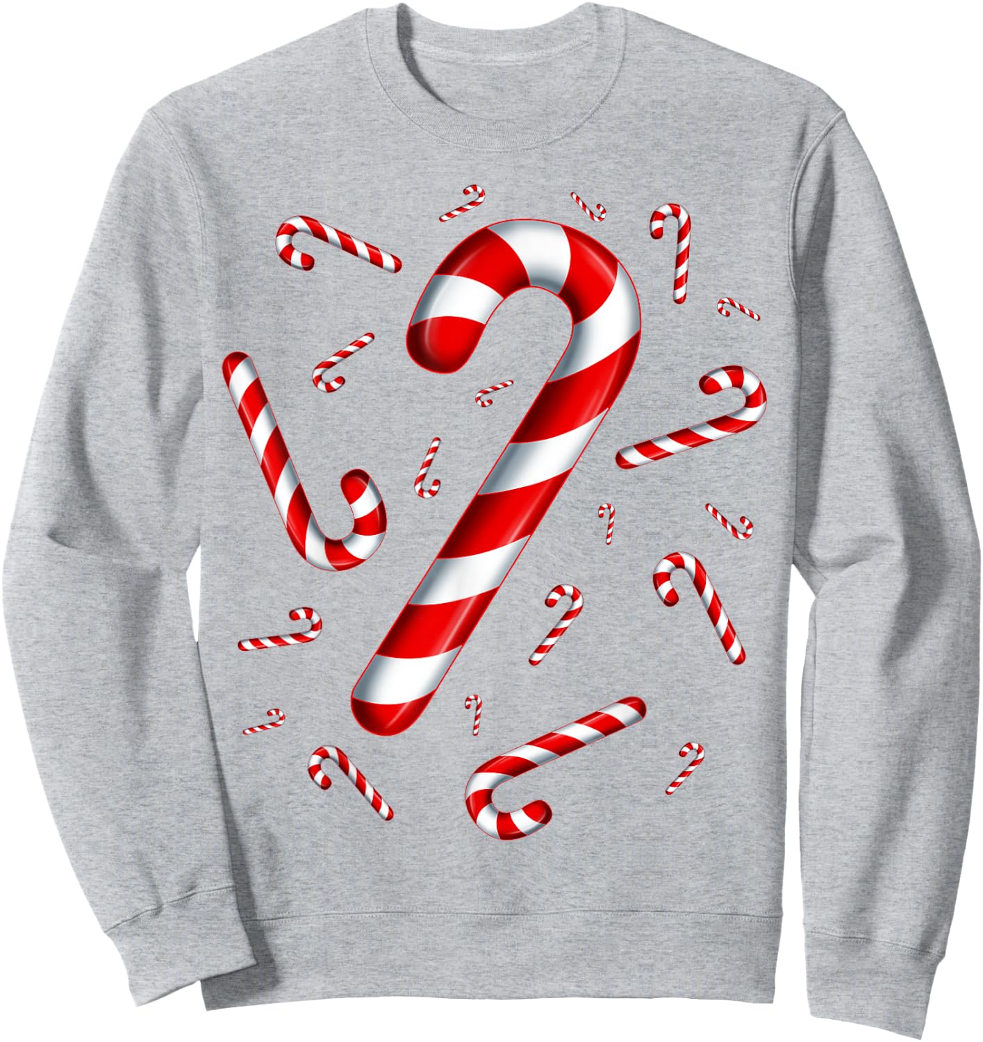 Christmas Flying Candy Cane Lover Taster Red and White Woman Sweatshirt - Sweatshirt | Ash