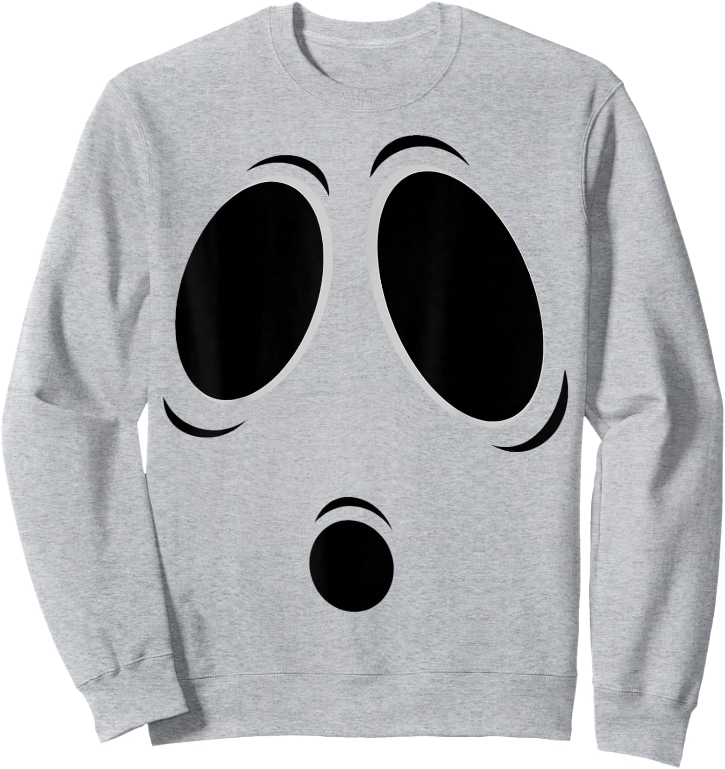 Funny Halloween Ghost Spooky Boo Face Graphic Sweatshirt - Sweatshirt | Ash