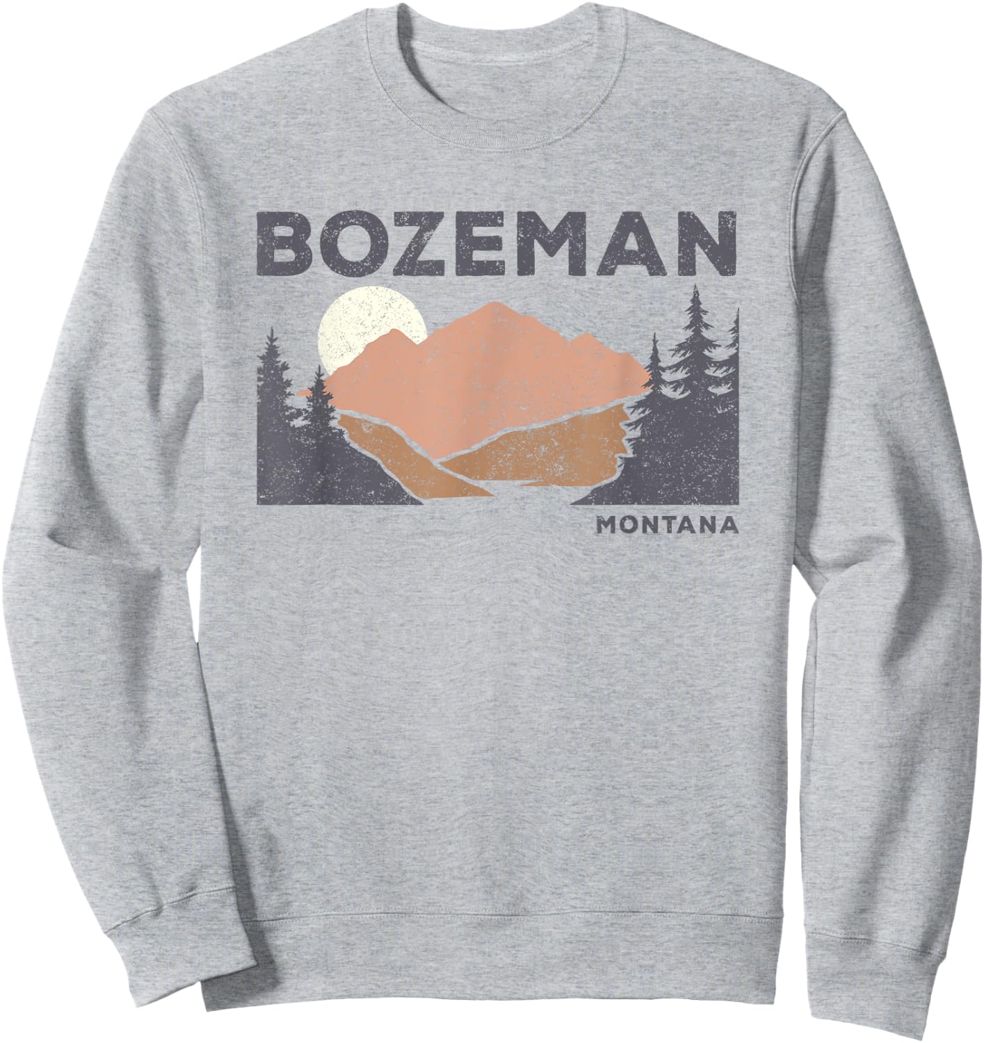 Vintage Bozeman Montana Retro Faded Mountain Nature Forest Sweatshirt - Sweatshirt | Ash
