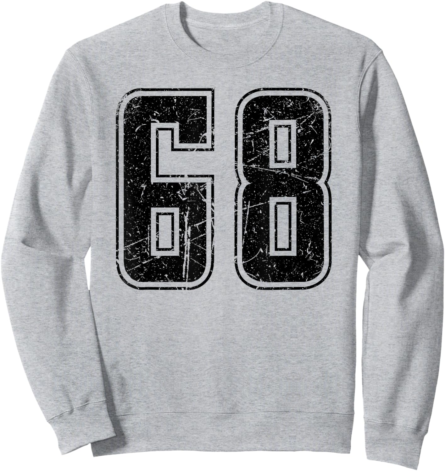 Number 68 Distressed Grunge Vintage Jersey Team Fan Sweatshirt - Sweatshirt | Ash