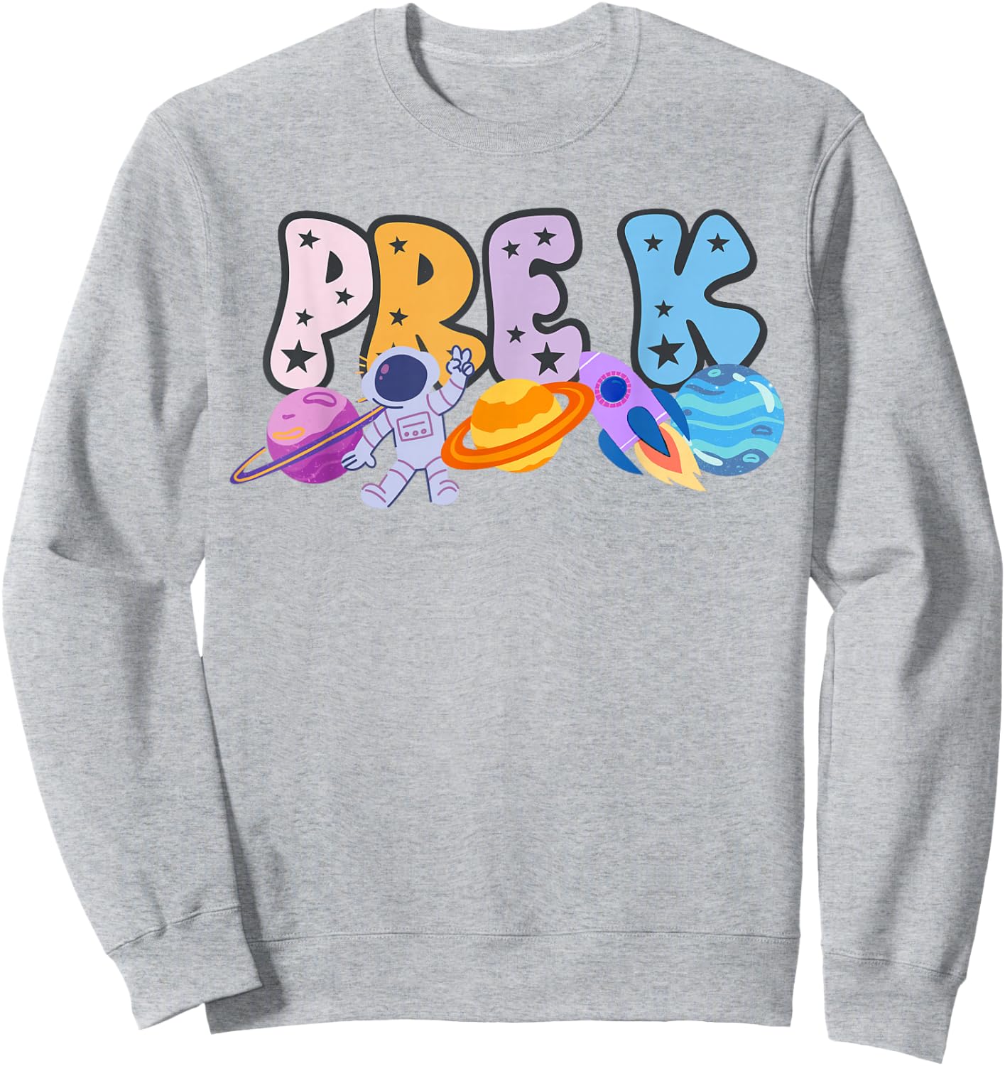 Pre K Grade Outer Space Solar System Planet Sweatshirt - Sweatshirt | Ash