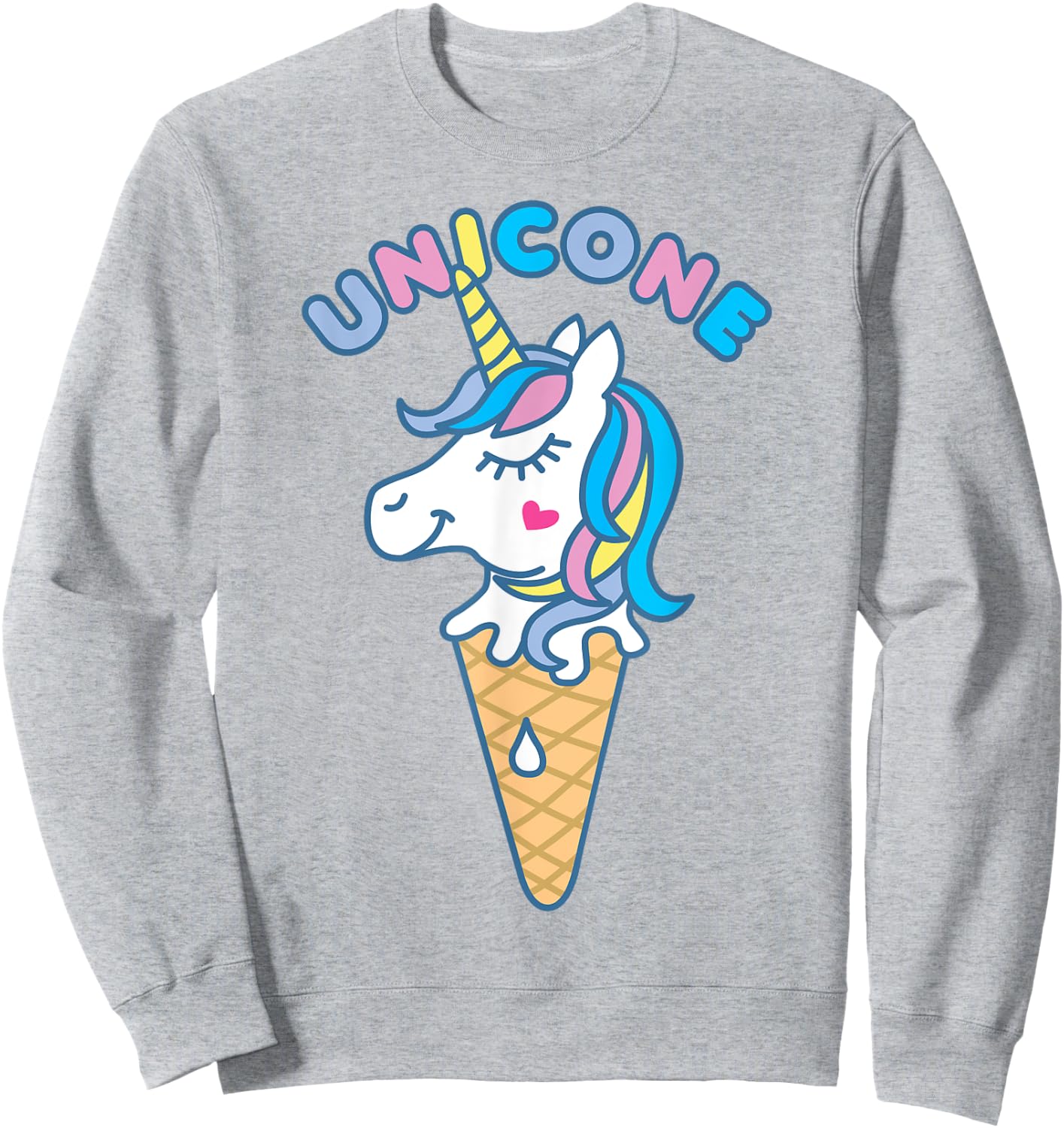 Unicorn Ice Cream Kawaii Unicone Cute Sweatshirt - Sweatshirt | Ash