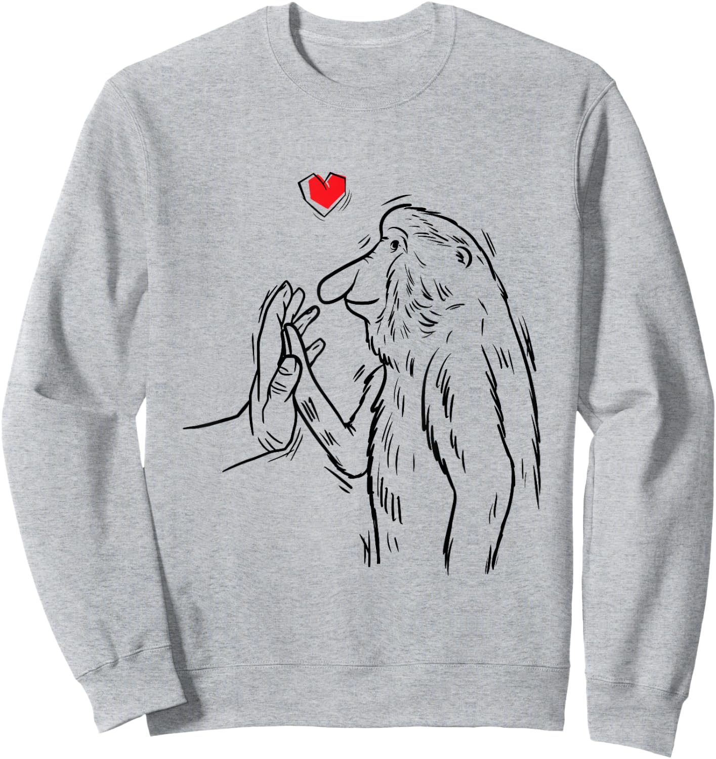 Malaffealuv Proboscis Monkey Long-Nosed Monkey -Adults , Grey, Small, Short Sleeve Sweatshirt - Sweatshirt | Ash