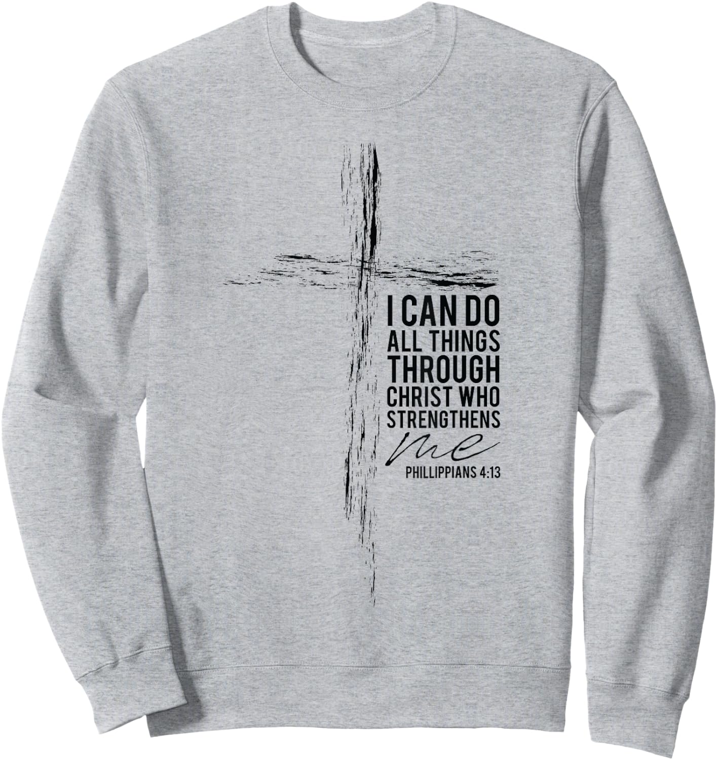 Philippians 4:13 Christian Cross Gifts Men Husband Son Women Sweatshirt - Sweatshirt | Ash