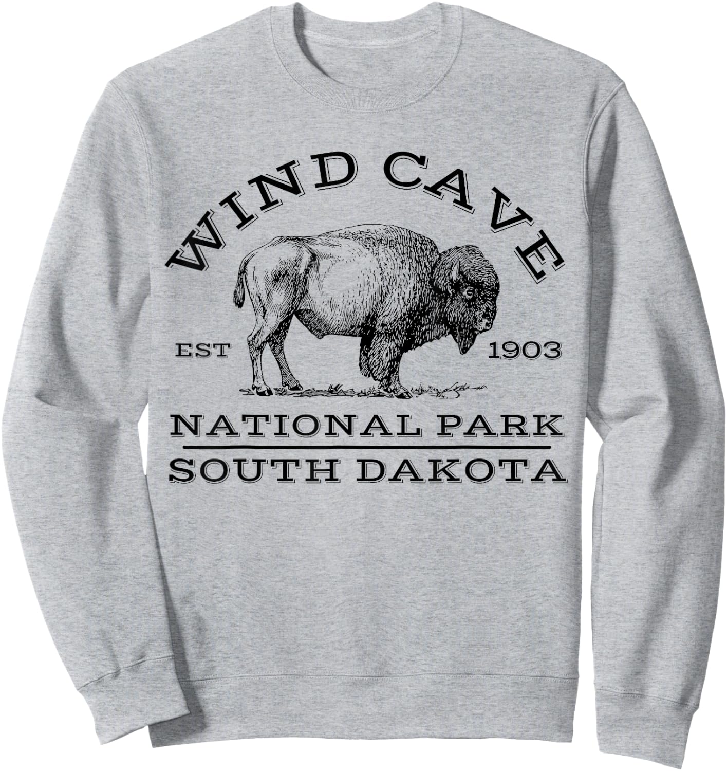 Wind Cave National Park Buffalo South Dakota Hike Outdoors Sweatshirt - Sweatshirt | Ash