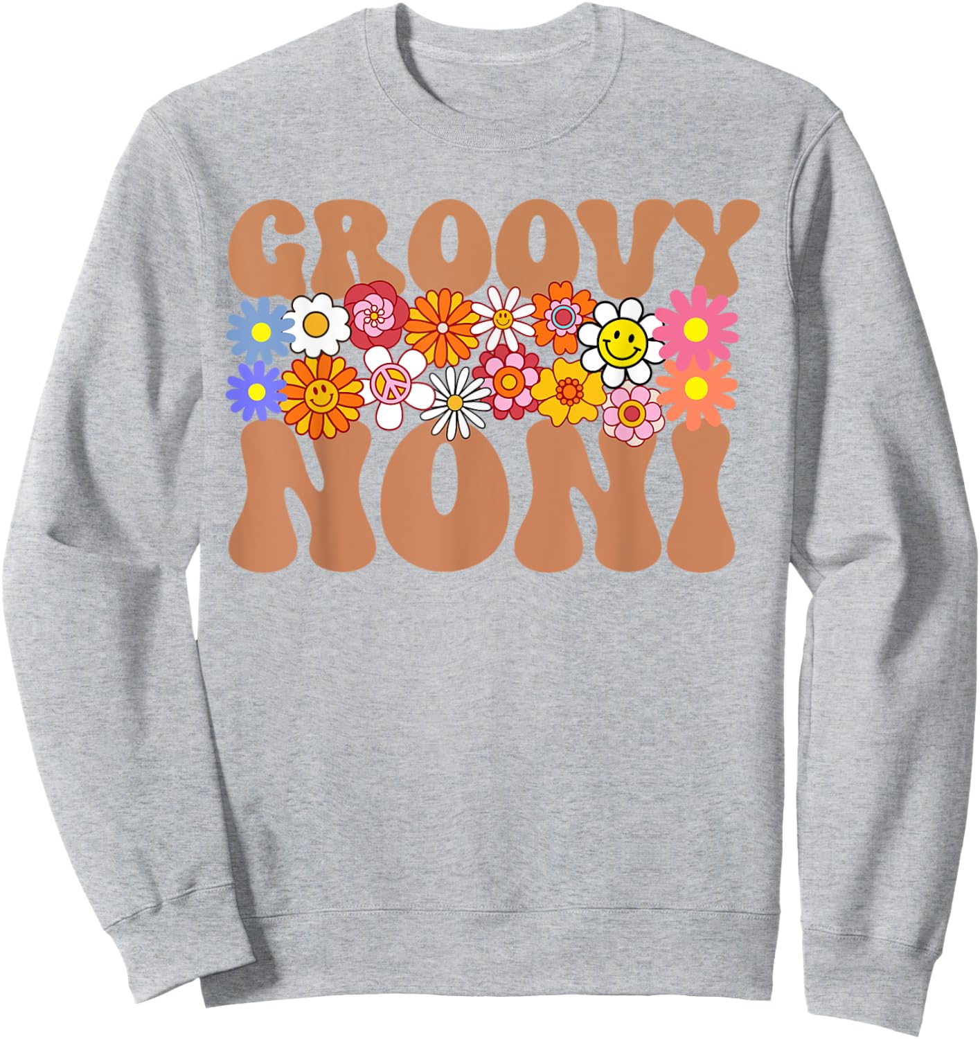 Retro Groovy Noni Grandma Hippie Family Matching Mothers Day Sweatshirt - Sweatshirt | Ash