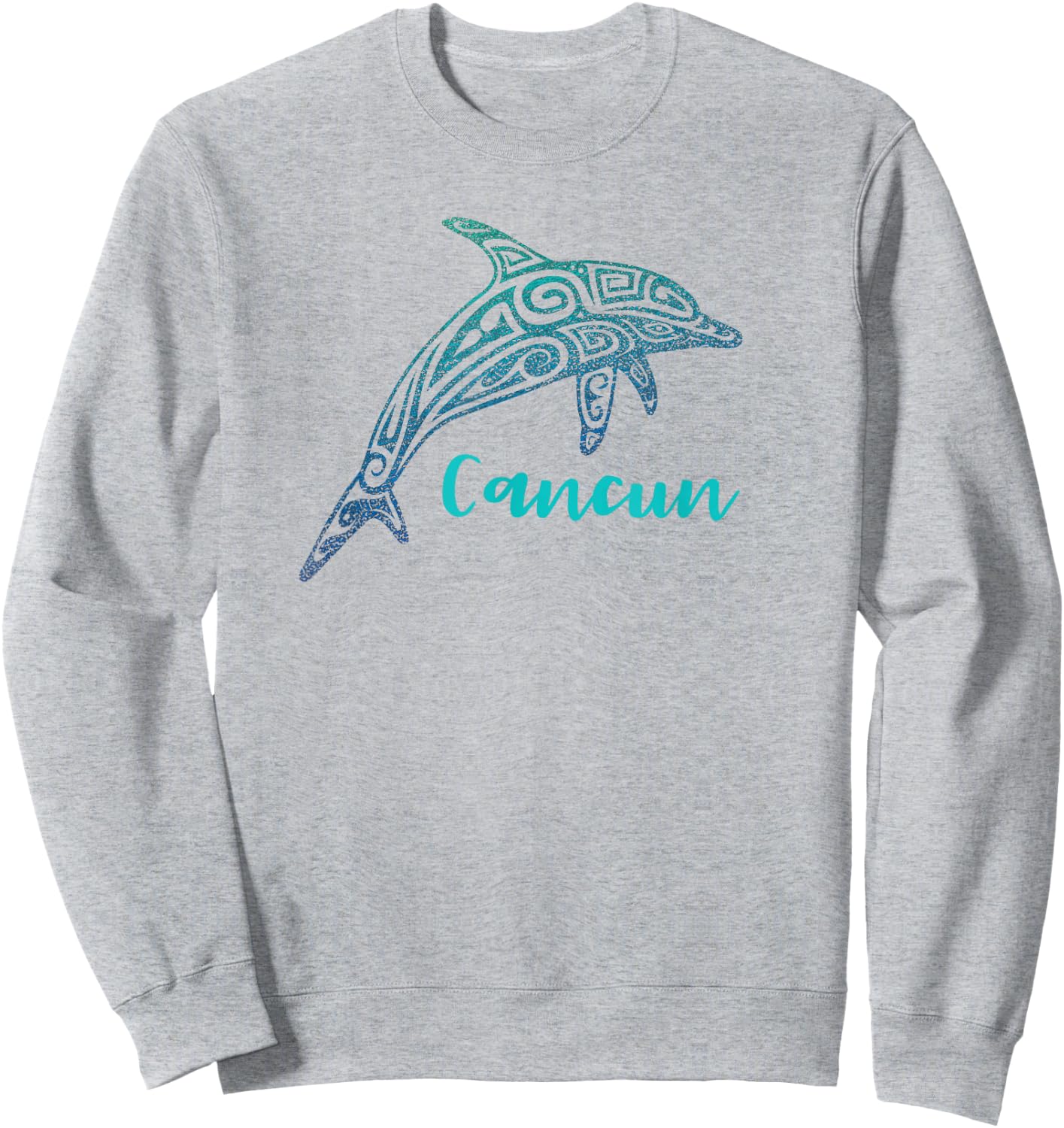 Retro Cancun Mexico Tribal Dolphin Souvenir Vintage Beach Sweatshirt - Sweatshirt | Ash