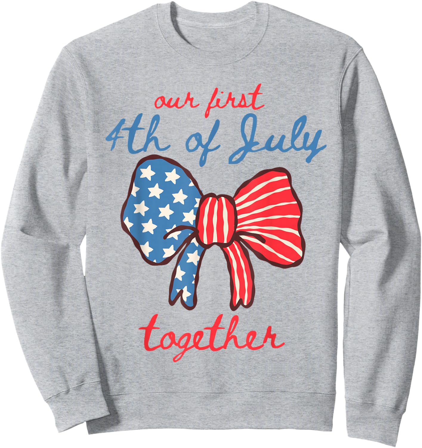 Our First 4th of July Together Cute Bow USA Couples Matching Sweatshirt - Sweatshirt | Ash