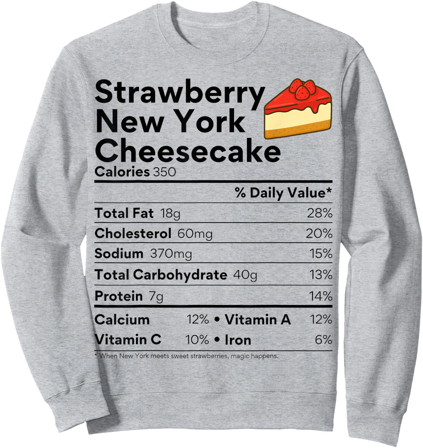 New York Strawberry Cheesecake Costume Food Nutrition Facts Sweatshirt - Sweatshirt | Ash