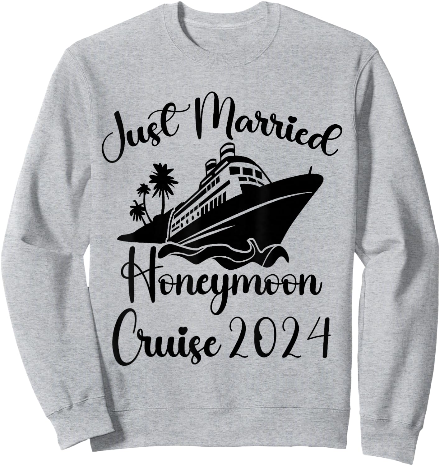 Just Married 2024 Wedding Rings Matching Couple Newlyweds Sweatshirt - Sweatshirt | Ash