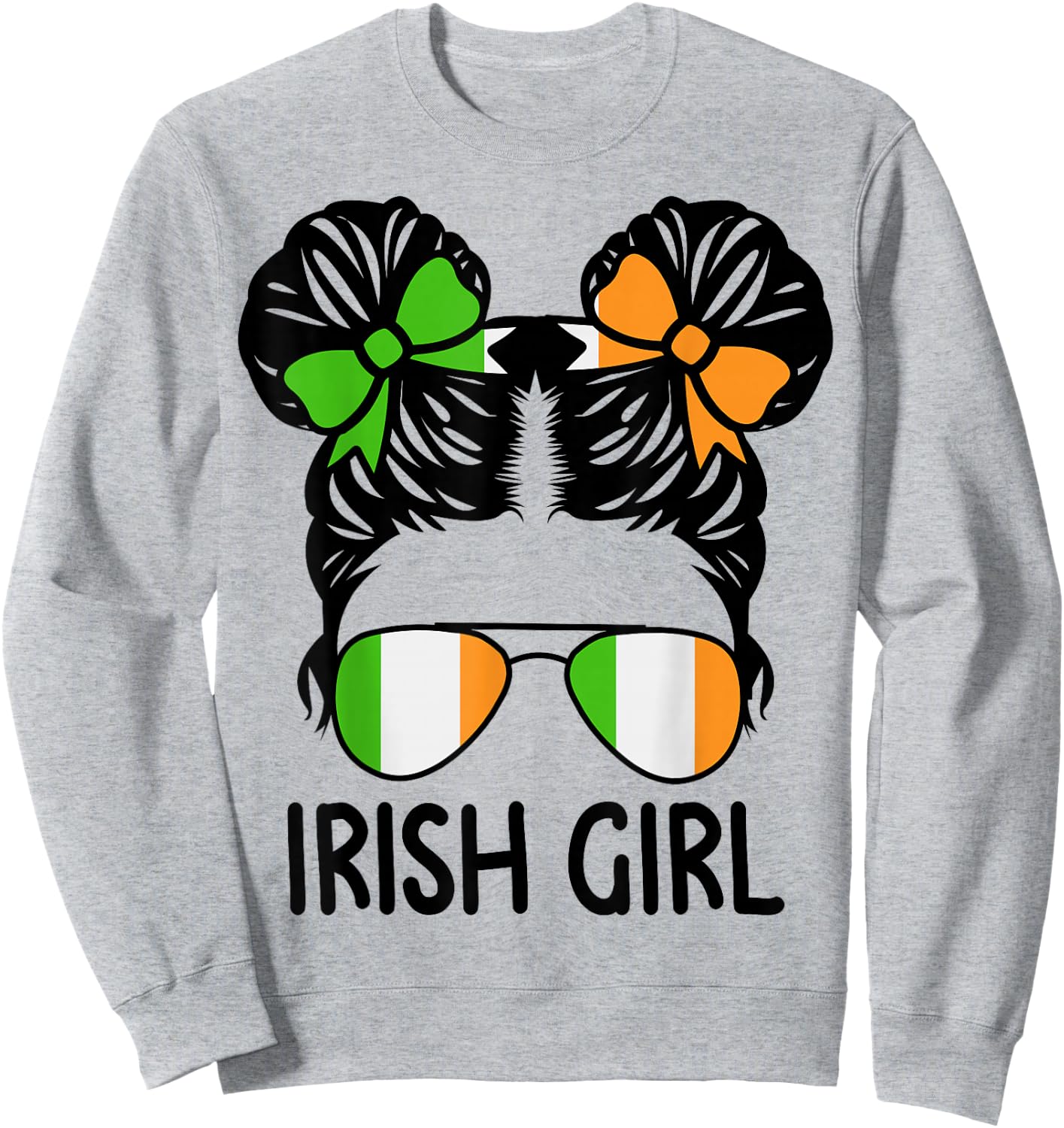 Irish Girl Messy Hair Ireland Pride Patriotic Kids Sweatshirt - Sweatshirt | Ash