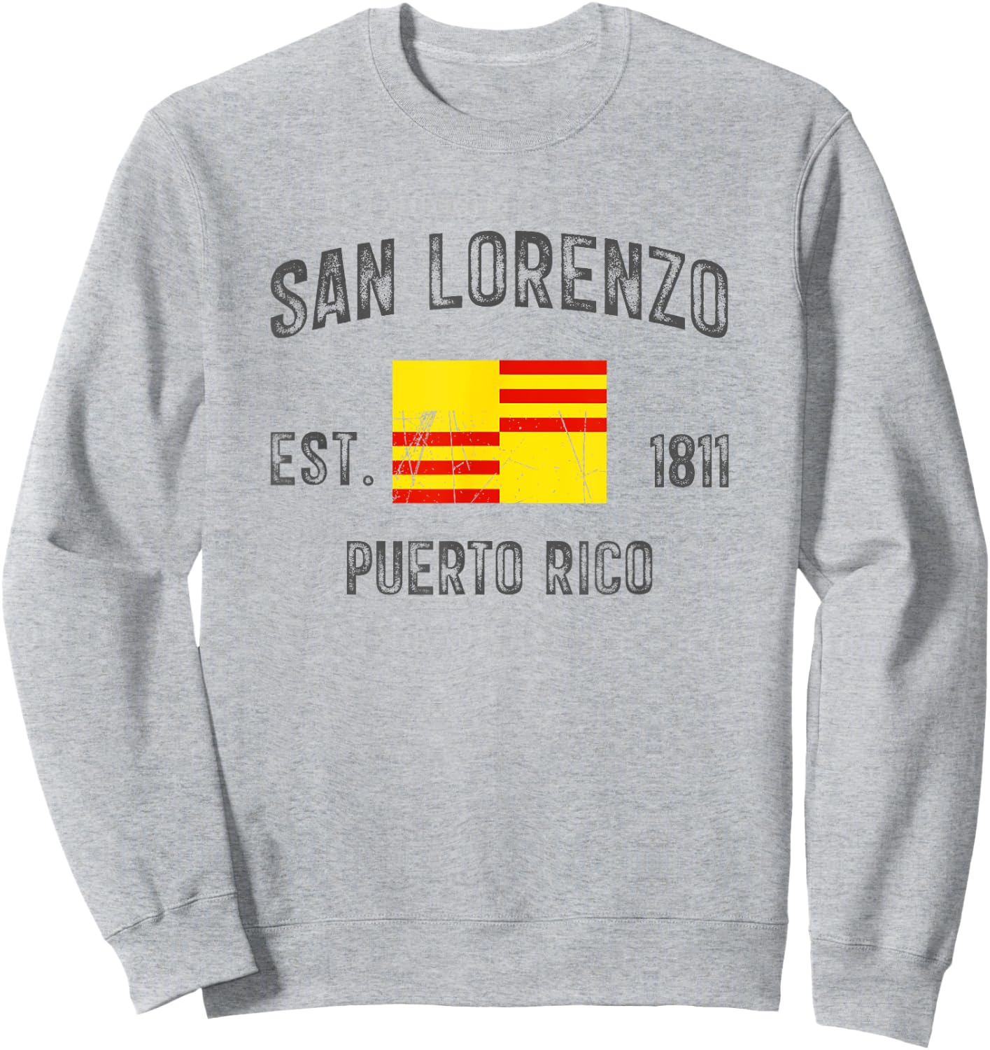 Vintage San Lorenzo EST.1811 Puerto Rico Flag Design Sweatshirt - Sweatshirt | Ash