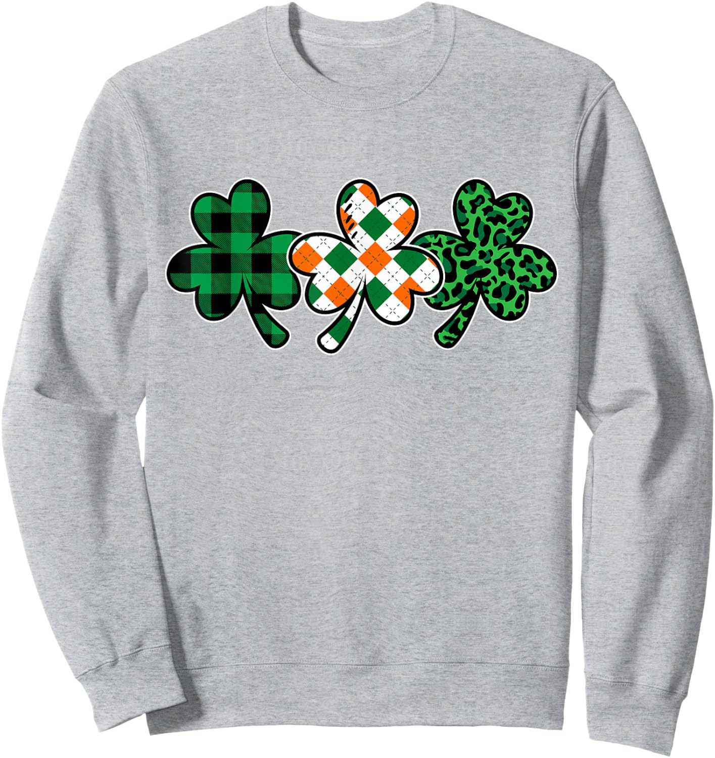 Women's St Patricks Day Shirt Plaid Leopard Green Shamrock Sweatshirt - Sweatshirt | Ash