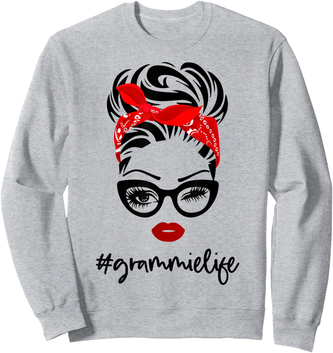 #grammieLife grammie Life Vintage Wink Eye Woman Face Gifts Sweatshirt - Sweatshirt | Ash