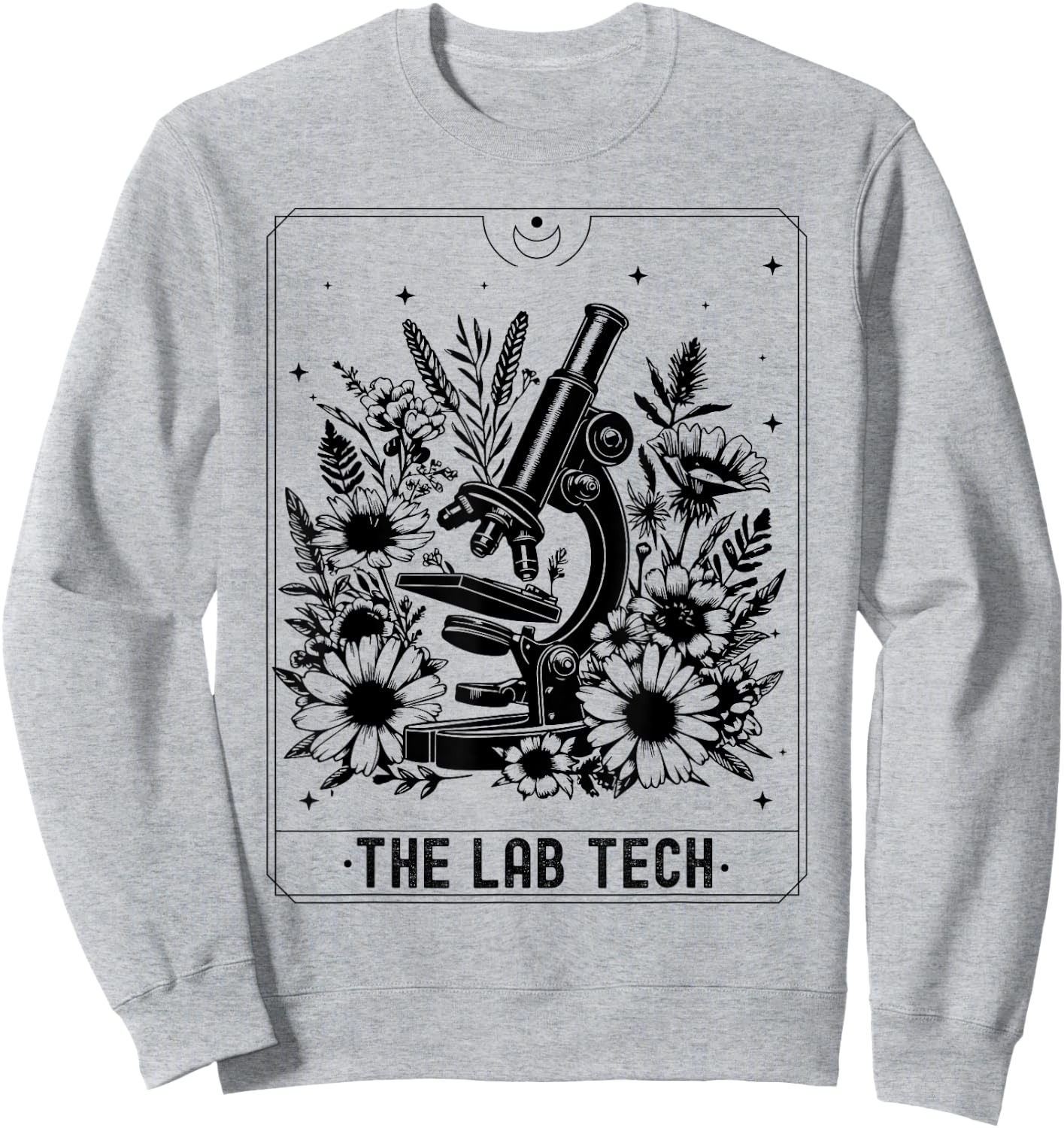 Retro Floral Laboratory Scientist Microscope Tarot Card Lab Sweatshirt - Sweatshirt | Ash
