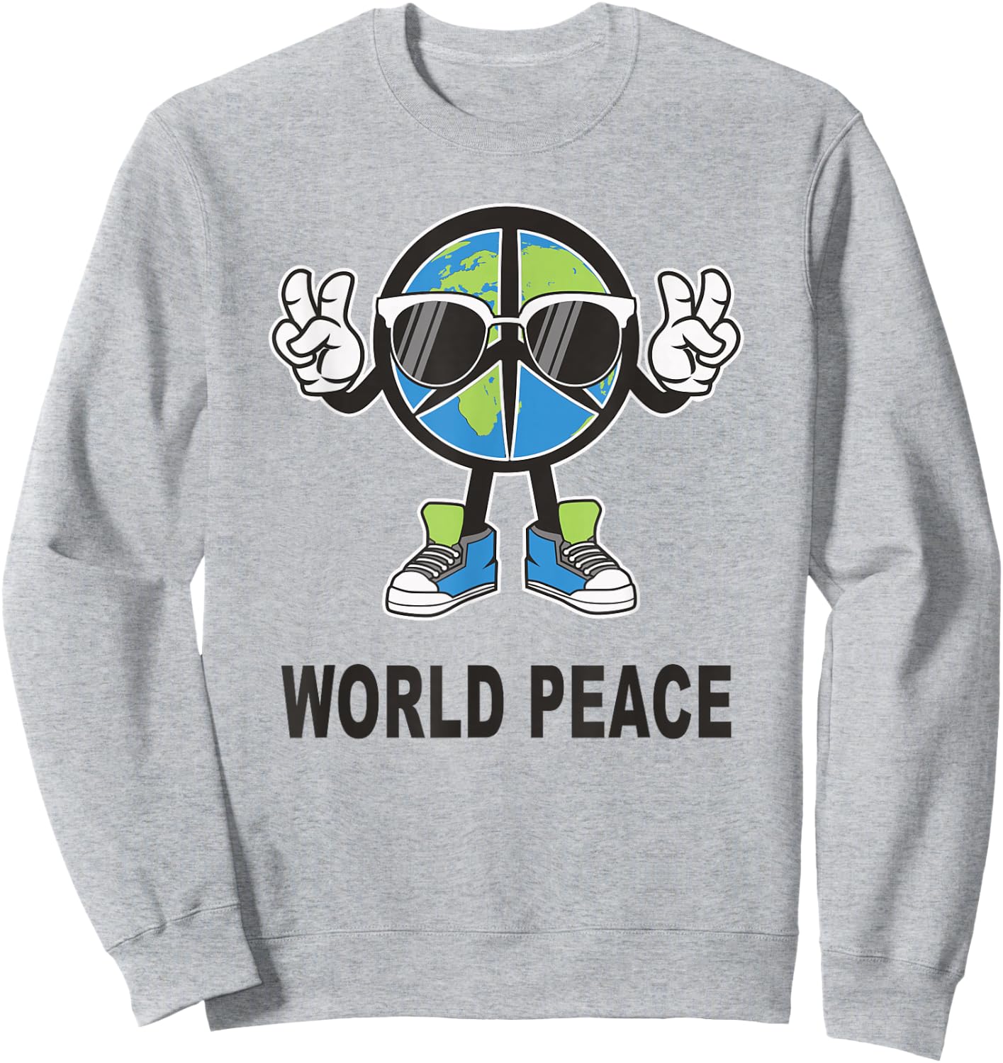 World Peace On Earth Shirt Global Love Peace Sign Funny Sweatshirt - Sweatshirt | Ash
