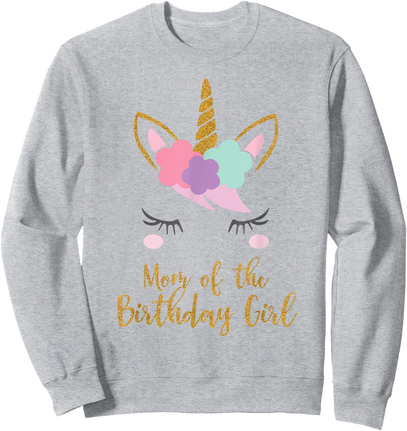 Cute Unicorn Mom Shirt, Mom of the Birthday Girl Sweatshirt - Sweatshirt | Ash