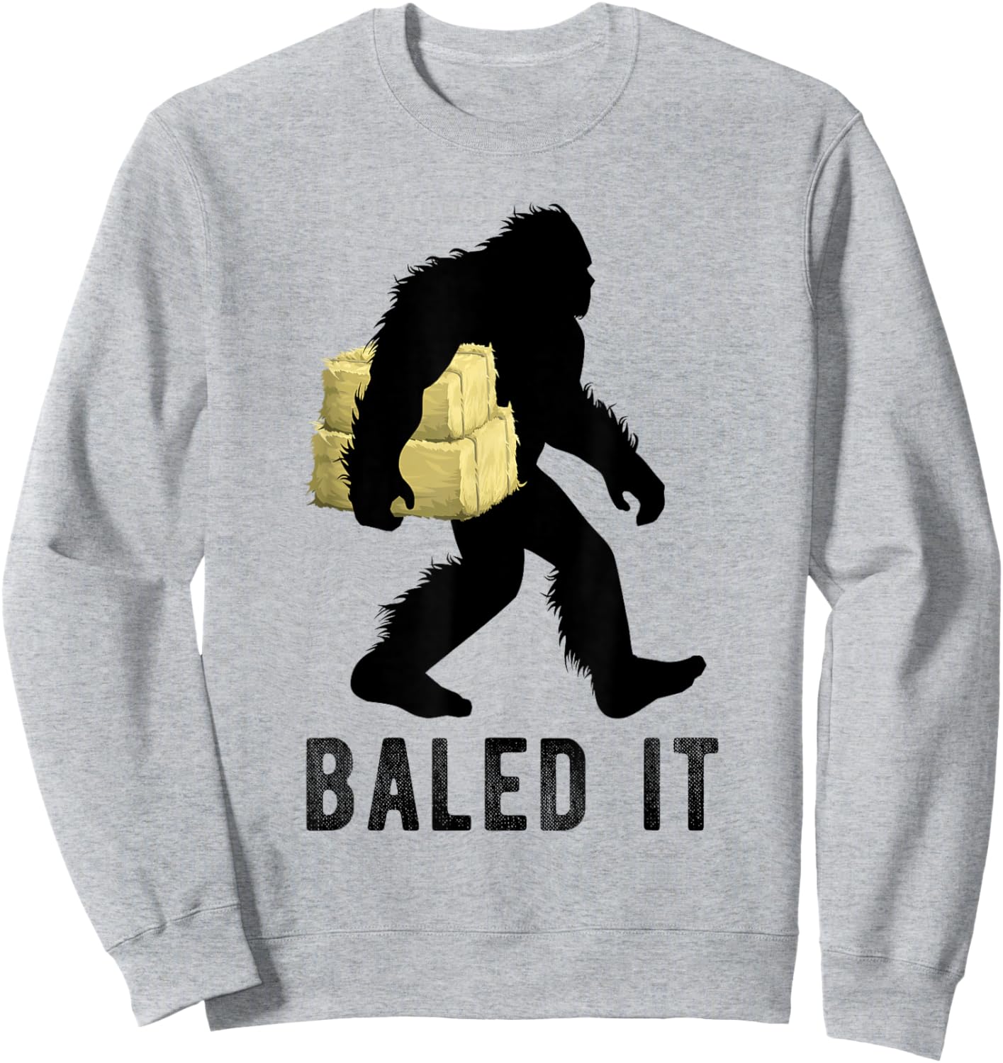 Bigfoot Farmer With Hay Bale Funny Sasquatch Farming Sweatshirt - Sweatshirt | Ash