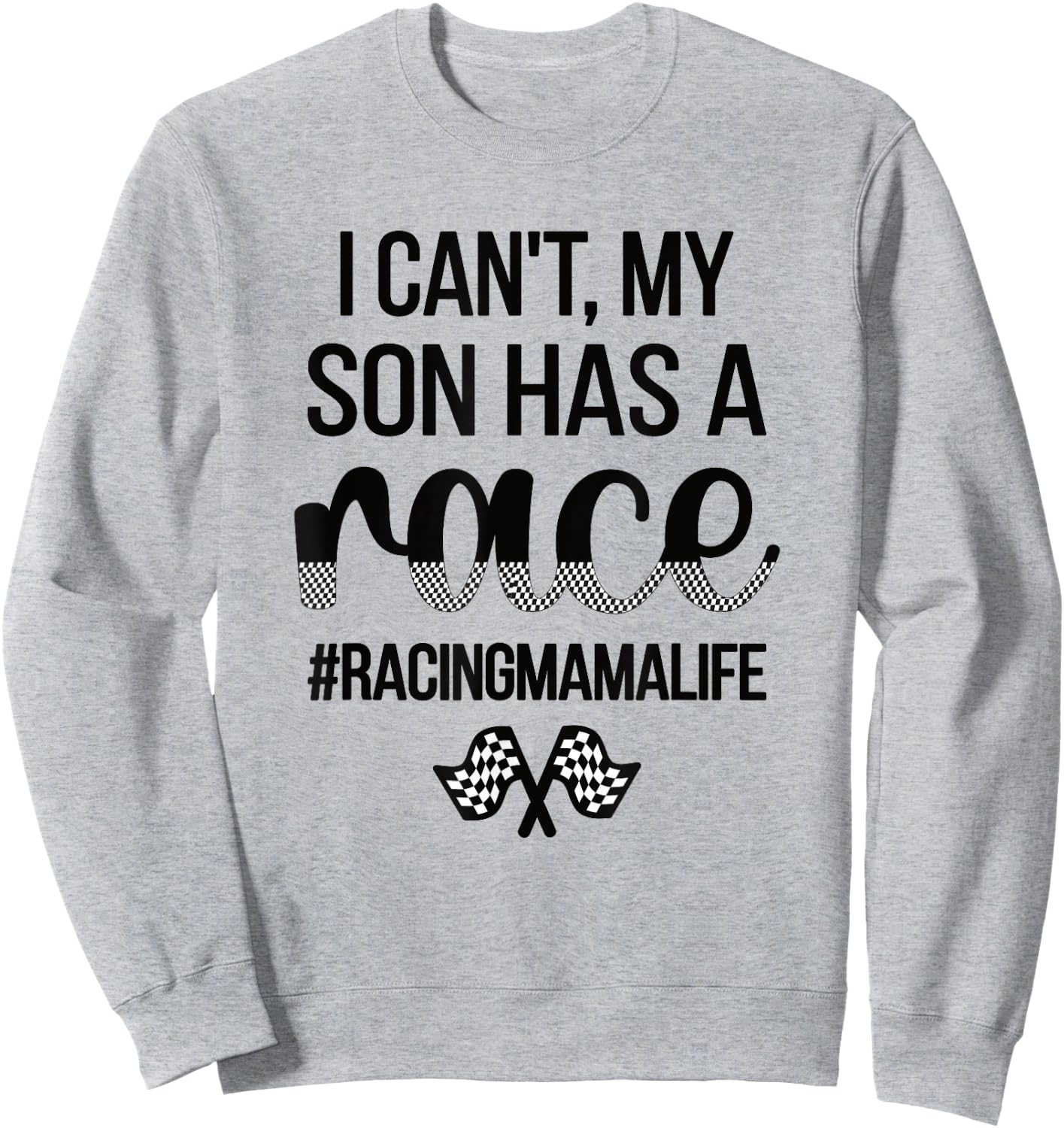 Race Mama For Mother's Day Women's Grey Cotton Polyester Blend Classic Fit Short Sleeve - Small - Racing Mom Sweatshirt - Sweatshirt | Ash