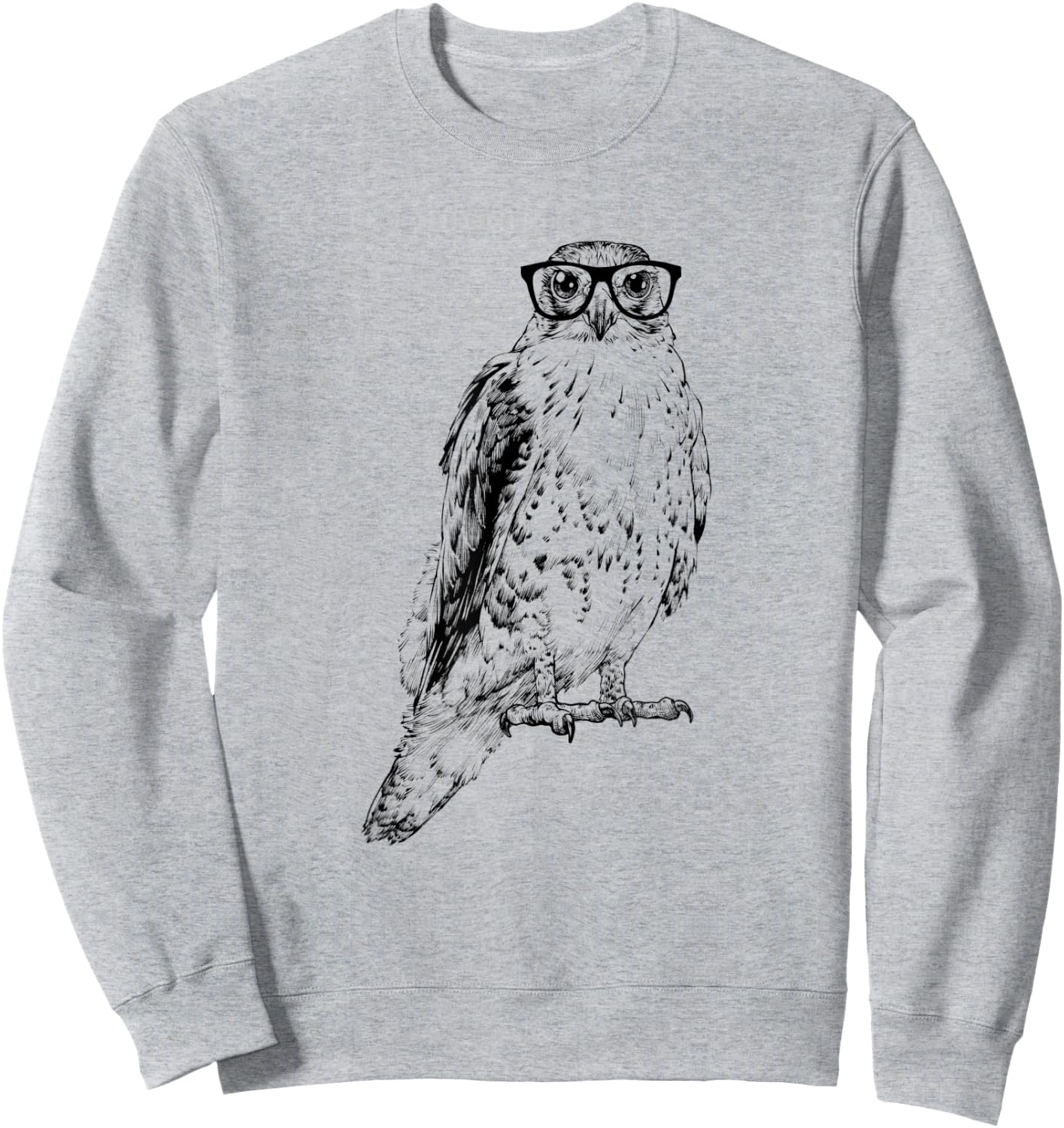 Hipster Hawk in Nerd Glasses Bird Animal Sweatshirt - Sweatshirt | Ash