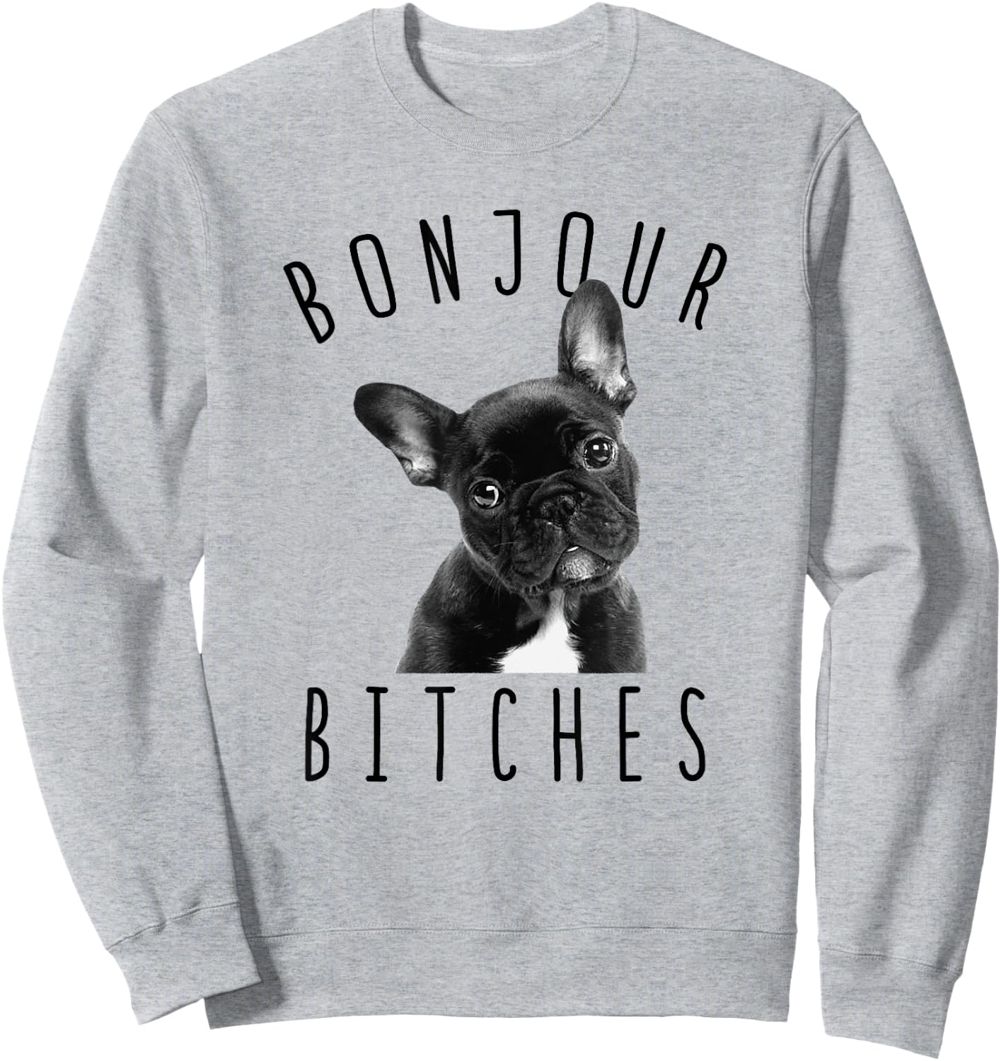 Bonjour Bitches Funny French Bulldog Dog Lover Gift Men Women Sweatshirt - Sweatshirt | Ash