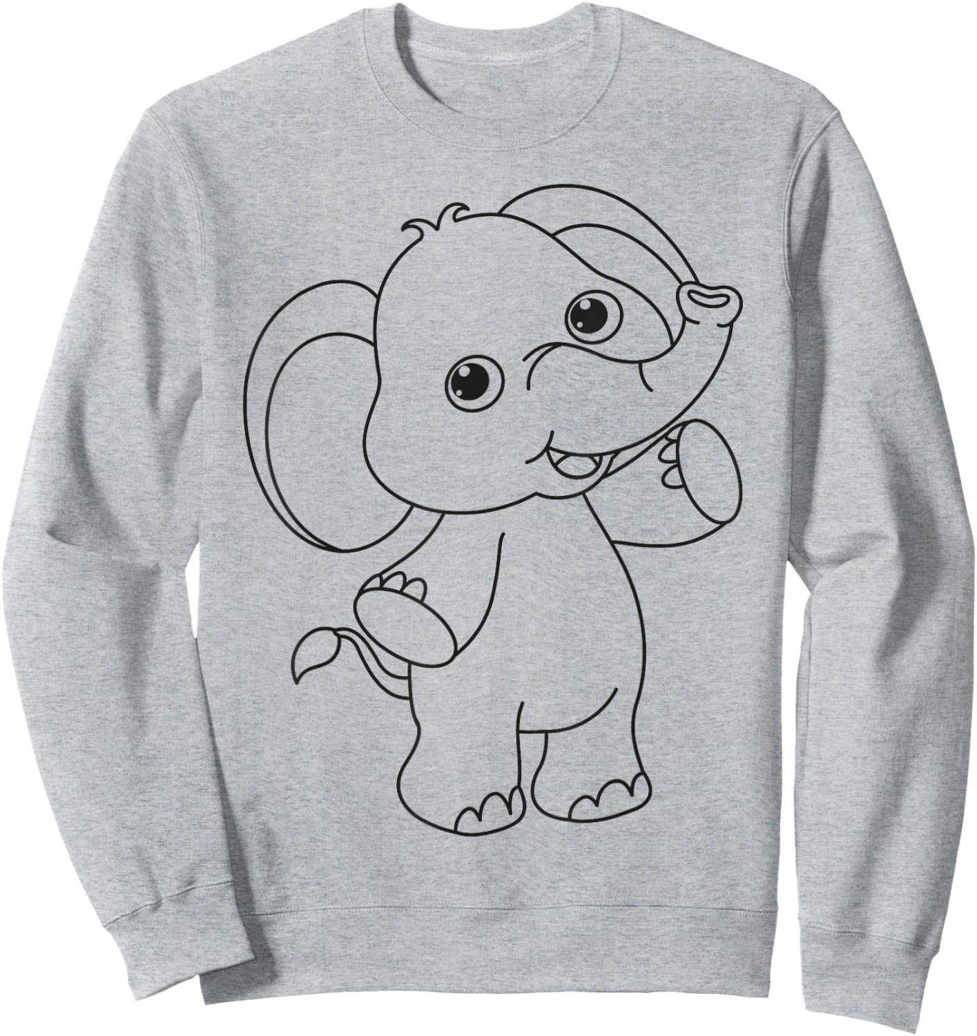 Cute elephant to paint & color for kids Sweatshirt - Sweatshirt | Ash