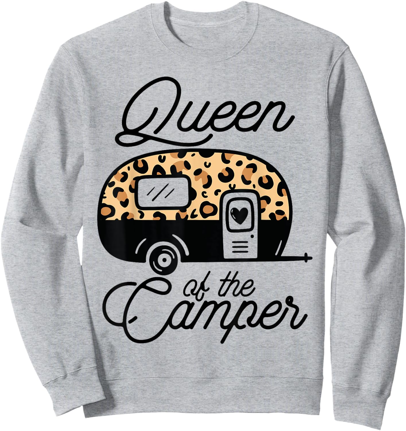 Queen of the Camper Leopard Women Camper Camping Traveler Sweatshirt - Sweatshirt | Ash