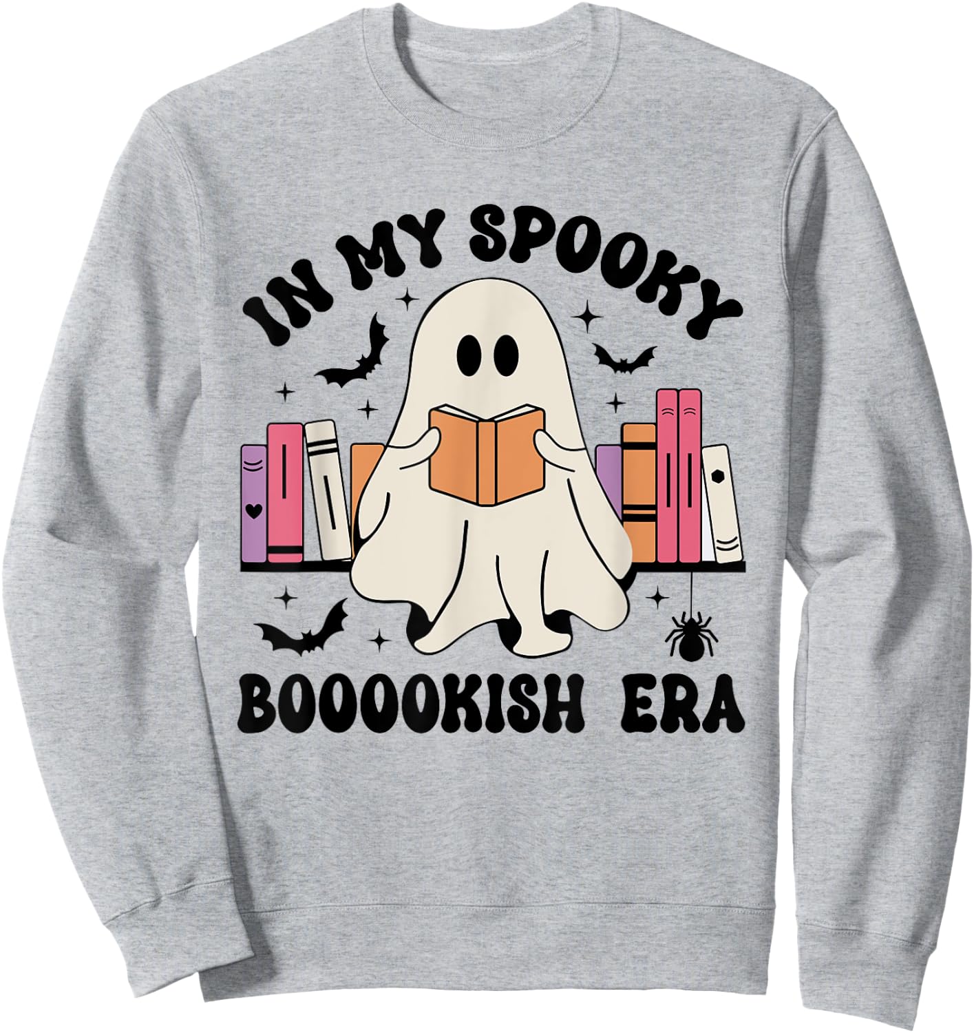 In My Spooky Bookish Era Ghost Books Halloween Reading Sweatshirt - Sweatshirt | Ash