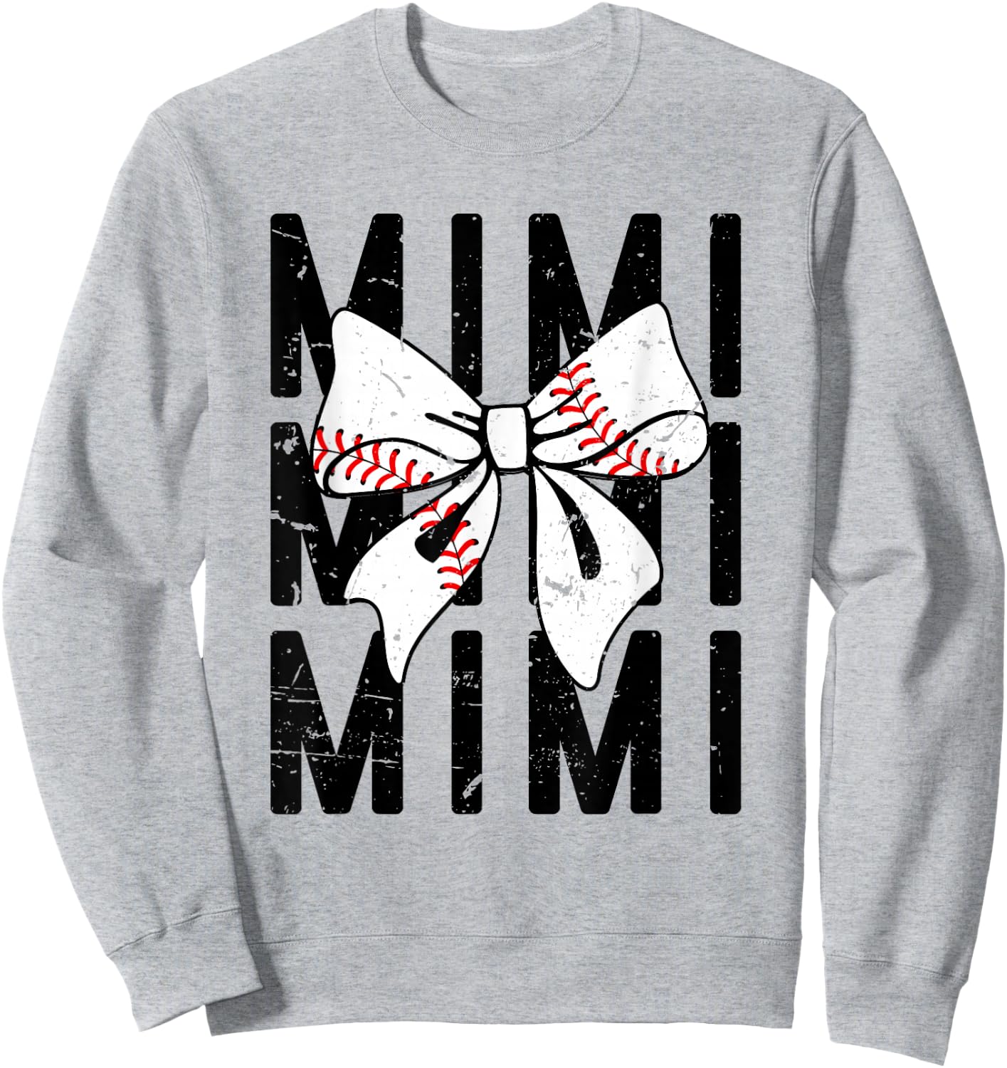 Coquette Baseball Mimi Bow Baseball Grandsons Game Sweatshirt - Sweatshirt | Ash