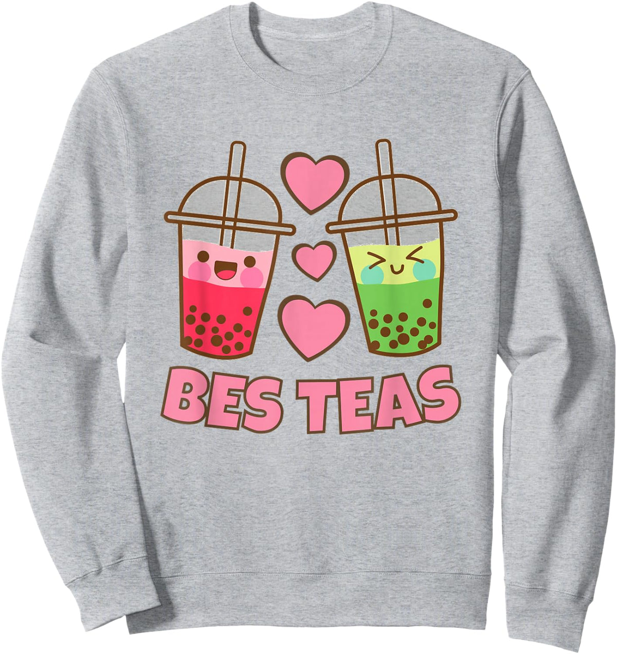 BES Teas Besties Cute Kawaii Bubble Tea Boba Best Friend Sweatshirt - Sweatshirt | Ash
