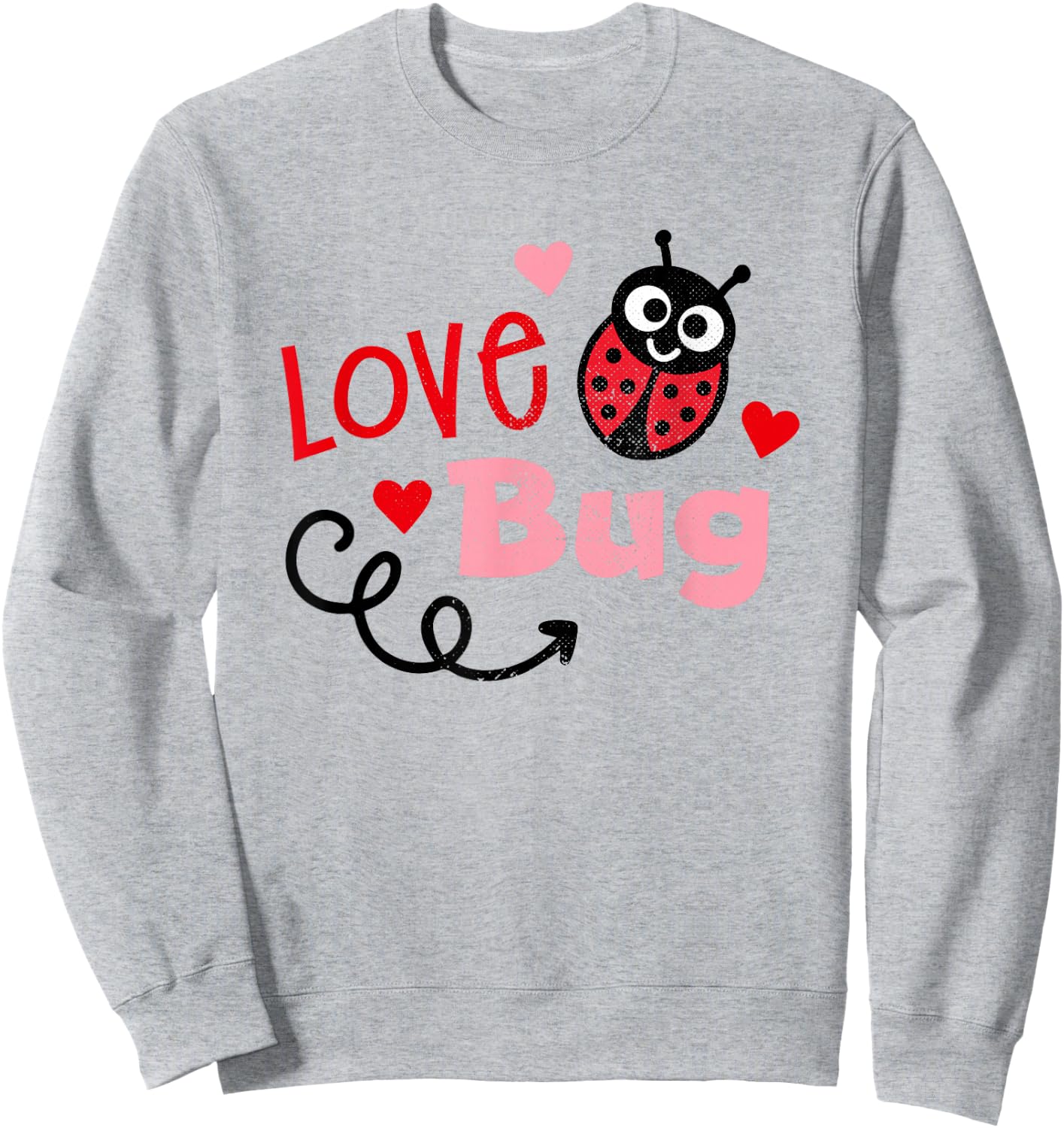Love Bug Cute Lady Bug Vintage Kids Valentines Sweatshirt - Sweatshirt | Ash