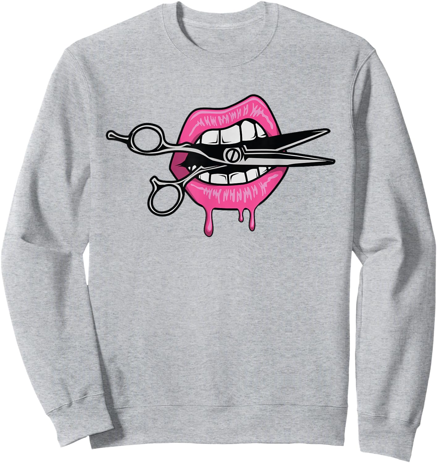 Sassy Lips Biting Scissors Hairdresser/Barber Gift Sweatshirt - Sweatshirt | Ash