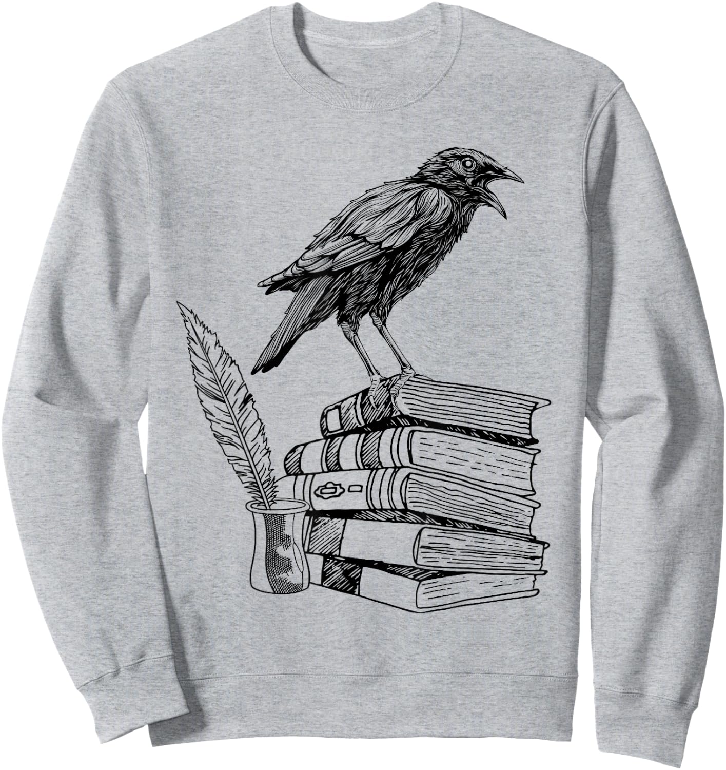 Dark Academia Aesthetic Raven Crow On Old Vintage Books Sweatshirt - Sweatshirt | Ash