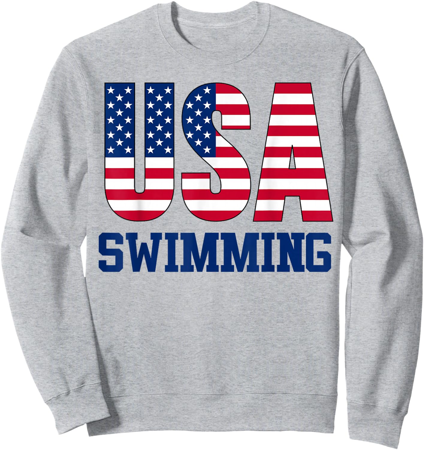 USA with American Flag Swimming Sports Sweatshirt - Sweatshirt | Ash