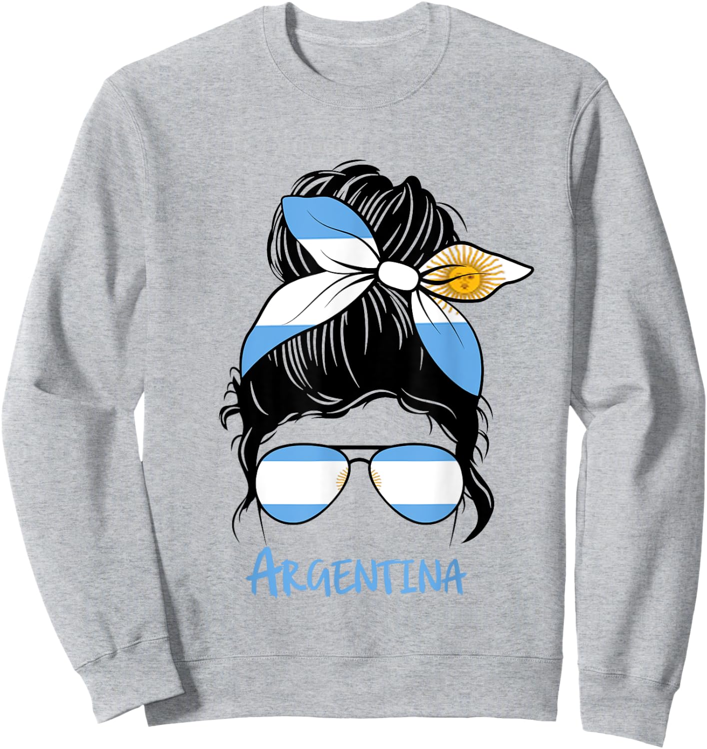 Argentine Girl Bandana Glasses Flag Colors Latina Pride Sweatshirt - Sweatshirt | Ash