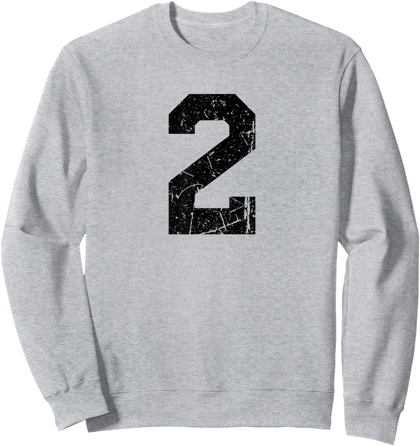 Distressed Black Sports Team Number #2 Sweatshirt - Sweatshirt | Ash