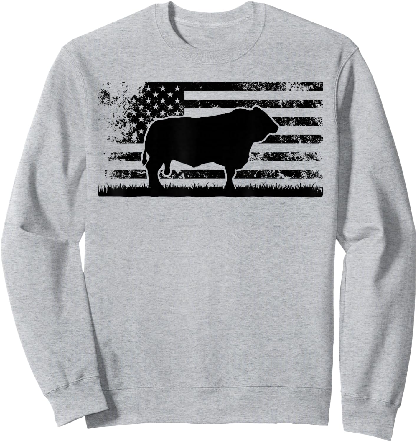 USA American Flag - America Cow Simmental Rancher Sweatshirt - Sweatshirt | Ash